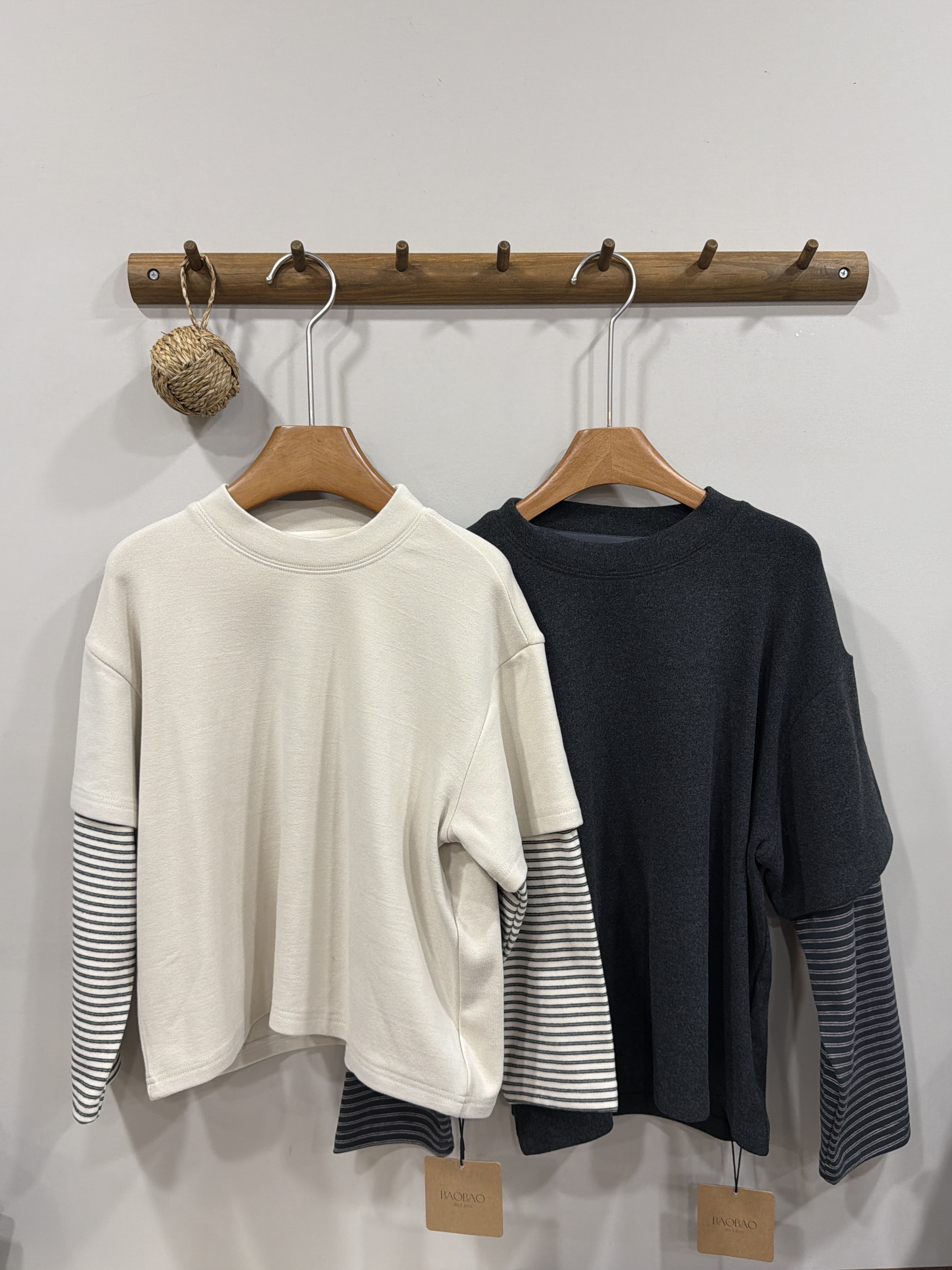 A03687柔軟親膚磨毛假兩件上衣