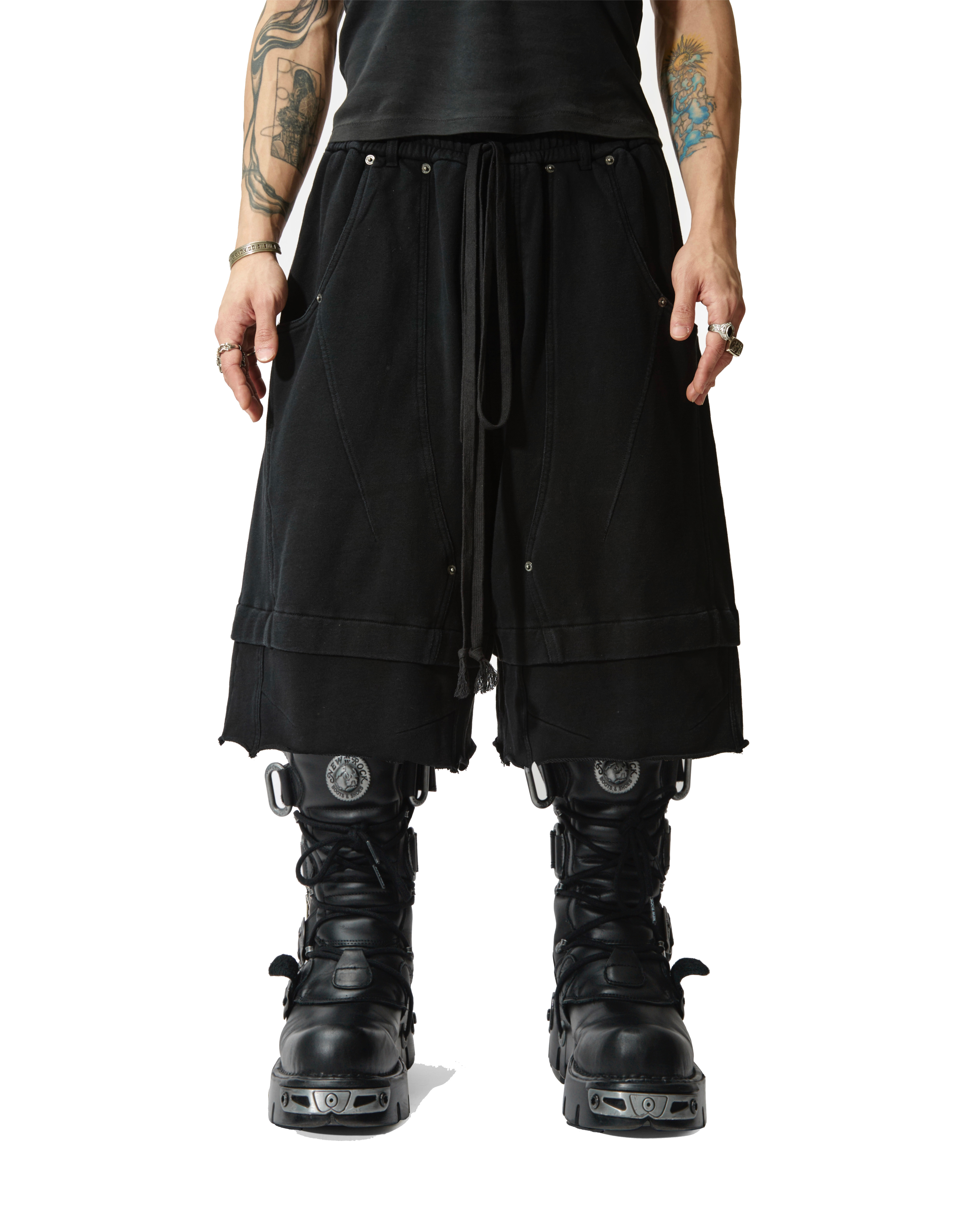 REMIX "re Washed Sweatpant Shorts" (Black)