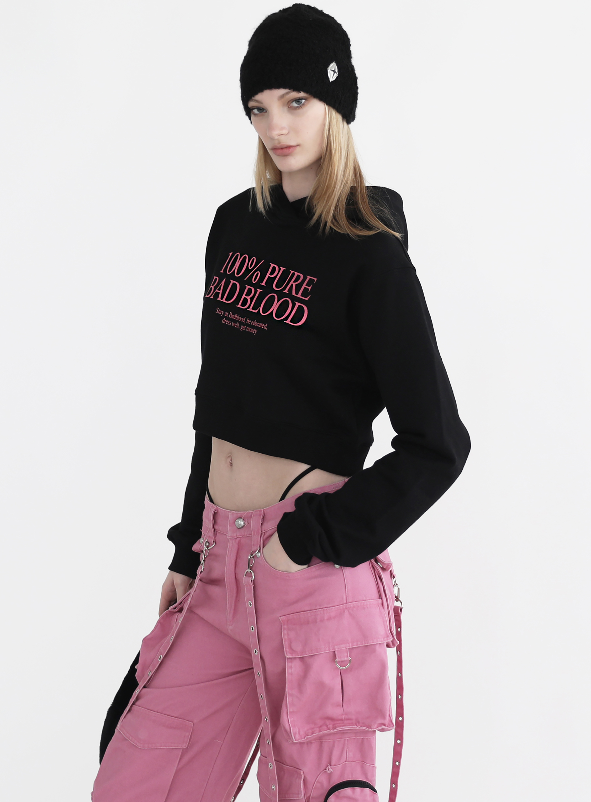 (現貨) badblood - Pure Crop Hoodie - Black