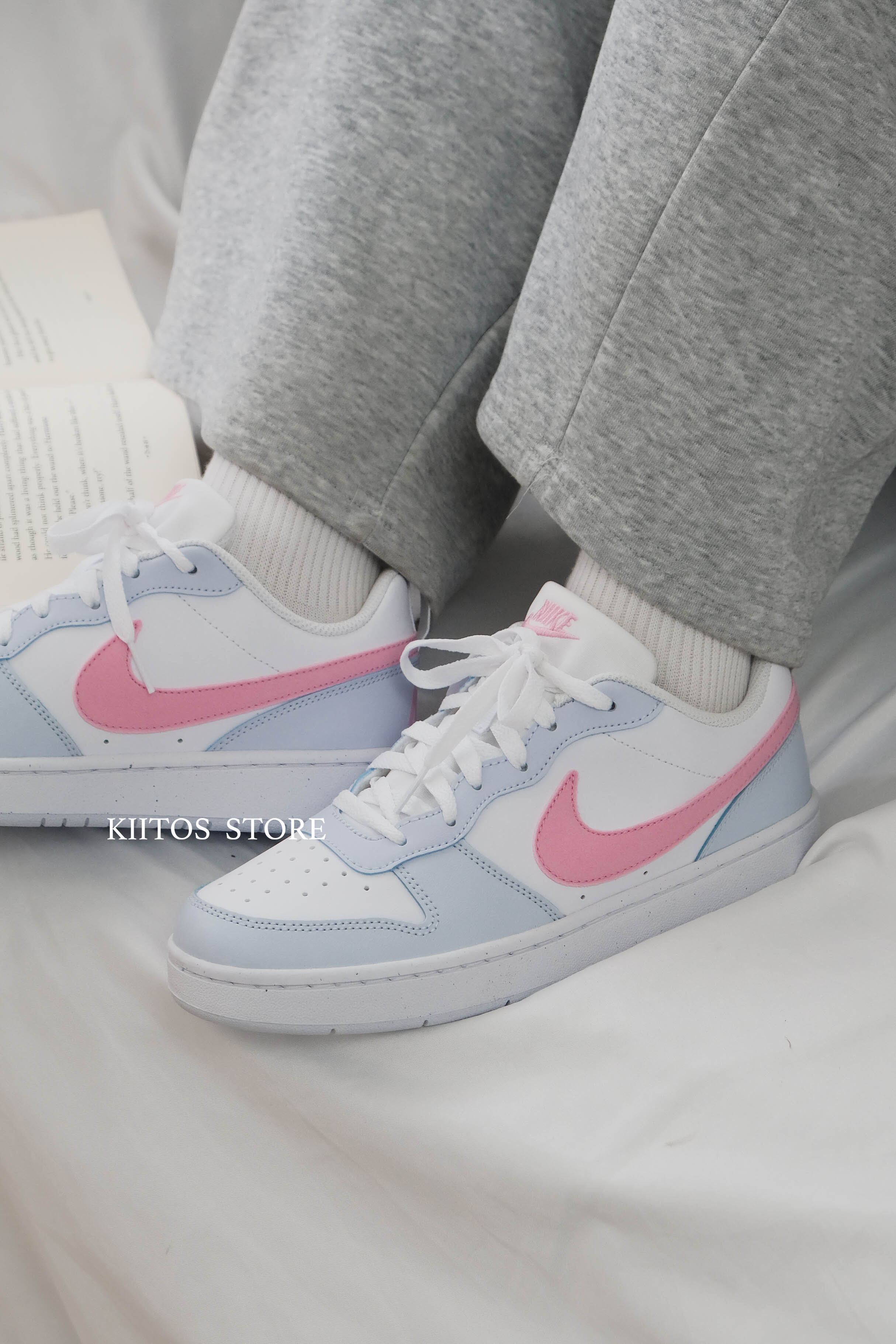 【預購】Nike Court Borough Low Essential+ GS 粉藍 寶寶藍 短絨毛 粉勾 IQ2725-101