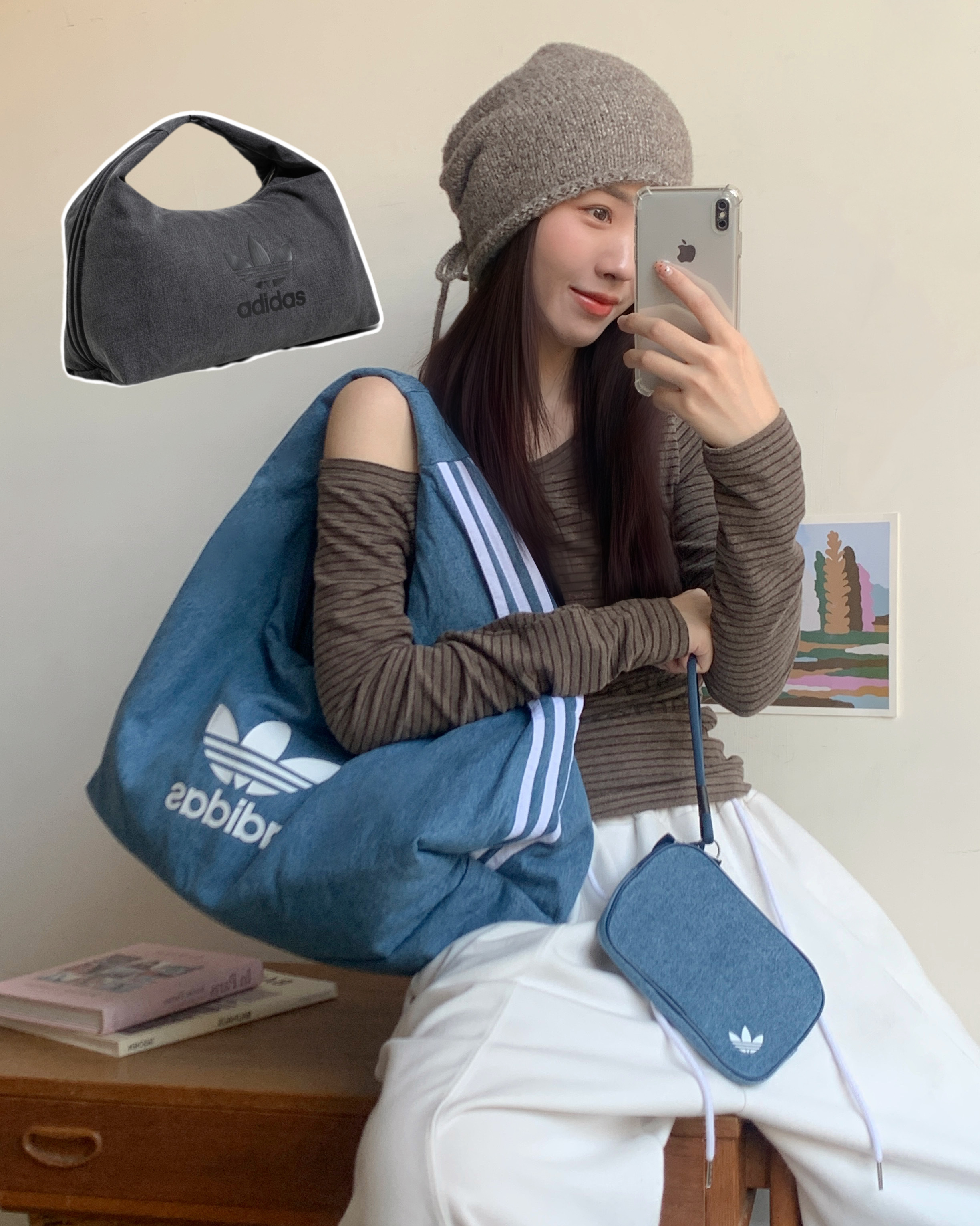 Adidas 牛仔丹寧單肩包(2colors)