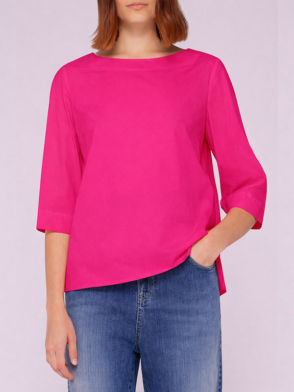 圓領五分袖上衣 (桃紅)