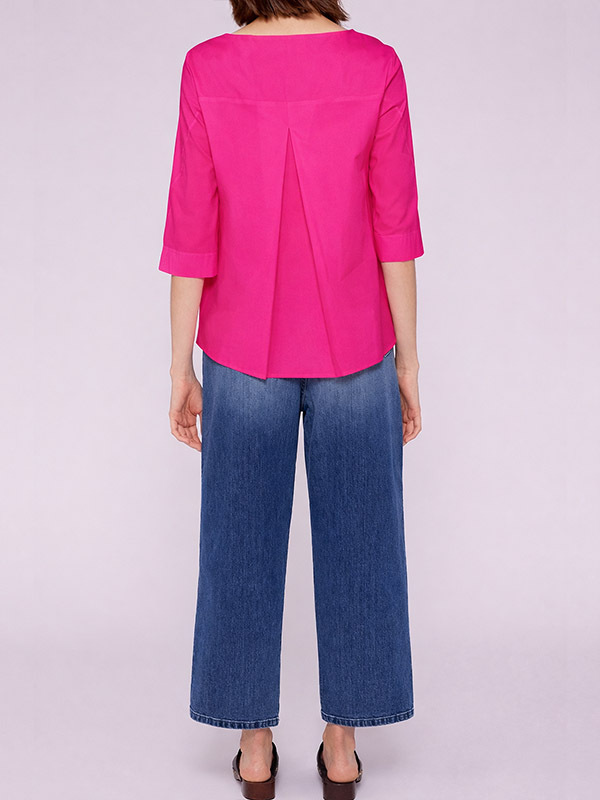 圓領五分袖上衣 (桃紅)