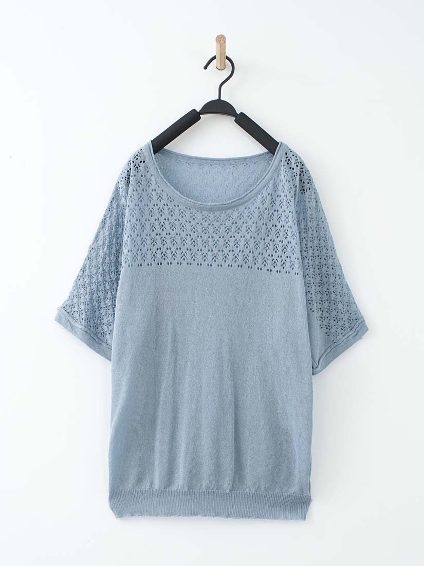 蜜糖微透膚提花針織上衣