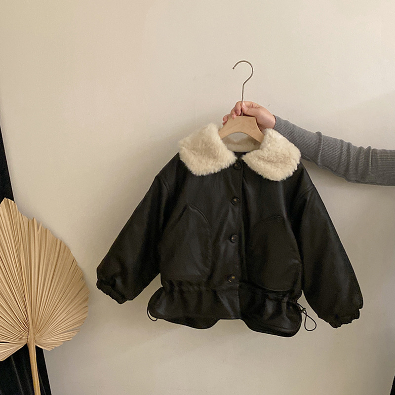 Leather cashmere coat