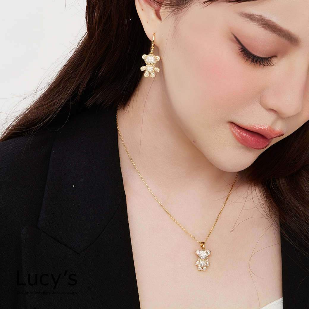 滿鑽珍珠小熊 項鍊 (二色) (129162/129163)