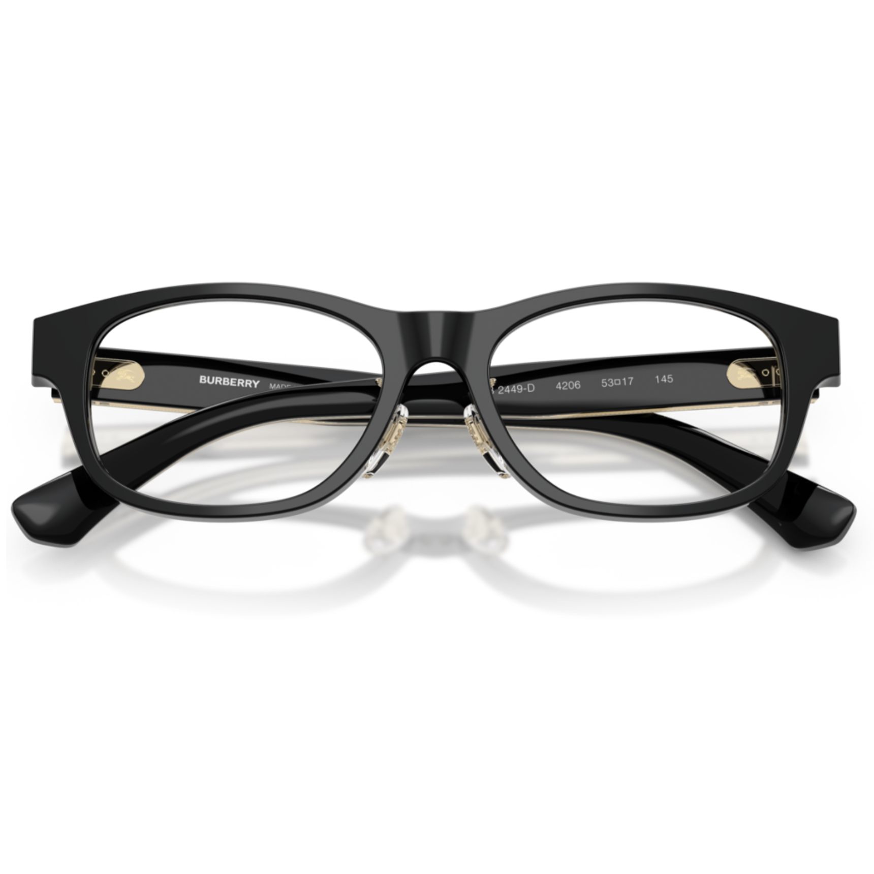 【BURBERRY】B2449D 4206-53mm 方框光學眼鏡♣(黑)