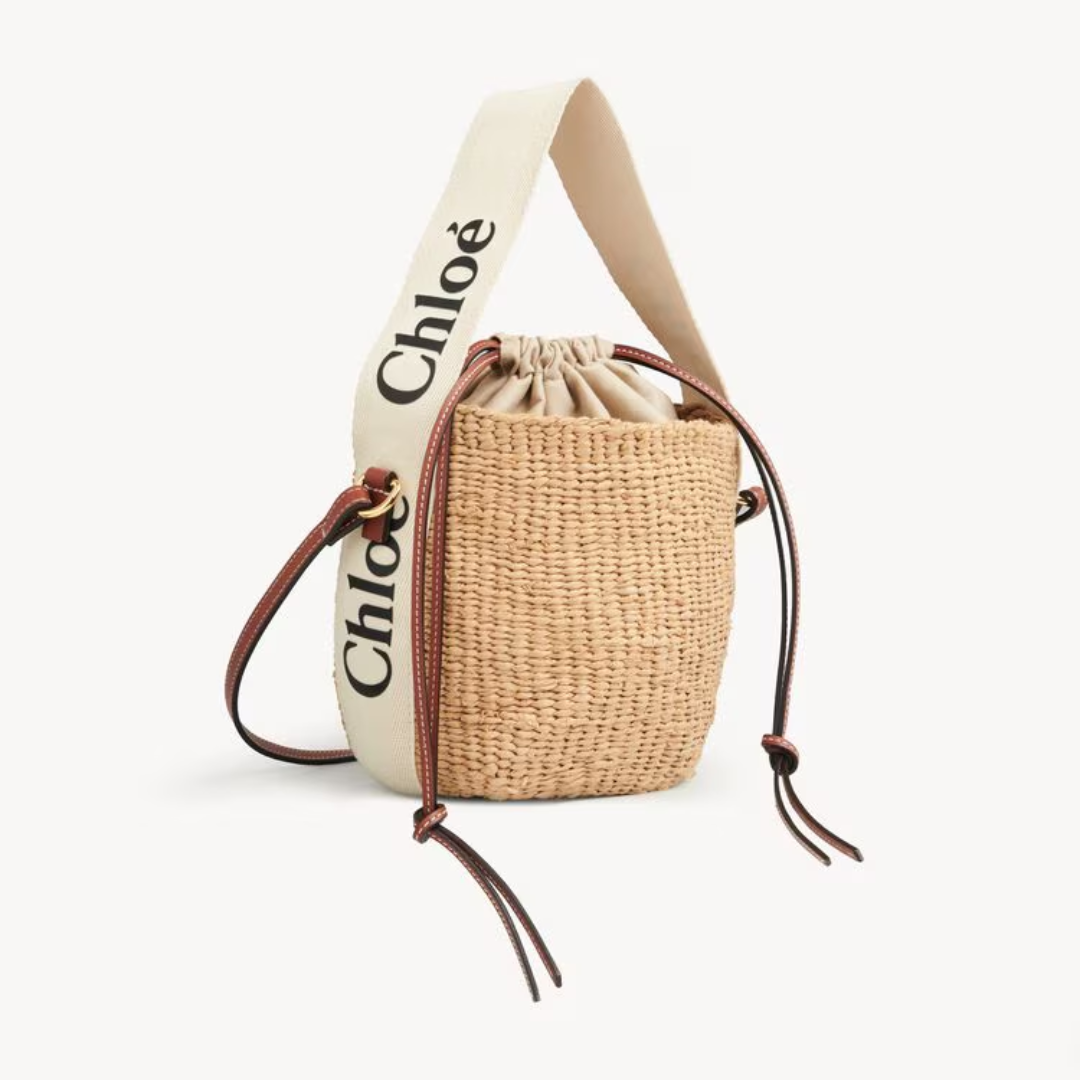 1FF0101-357 [CHLOE] Small Woody Basket In Natural Fibers White (SS26) #CHC22SS381G55101 (B-EU-E)