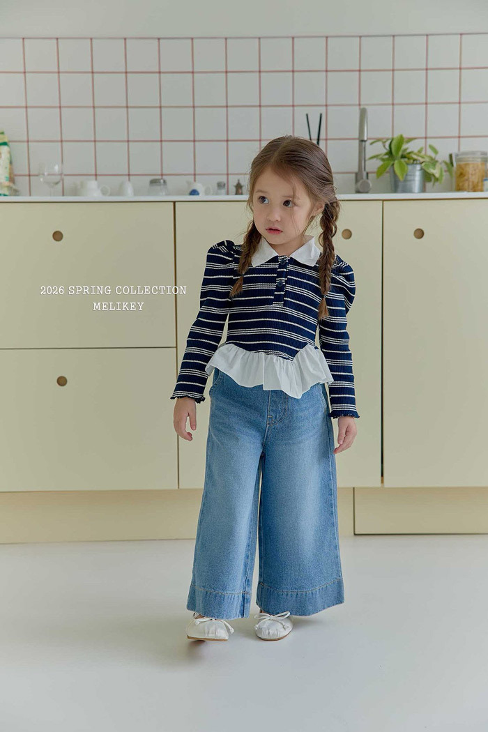 正韓春Melikey 韓系條紋拼接上衣