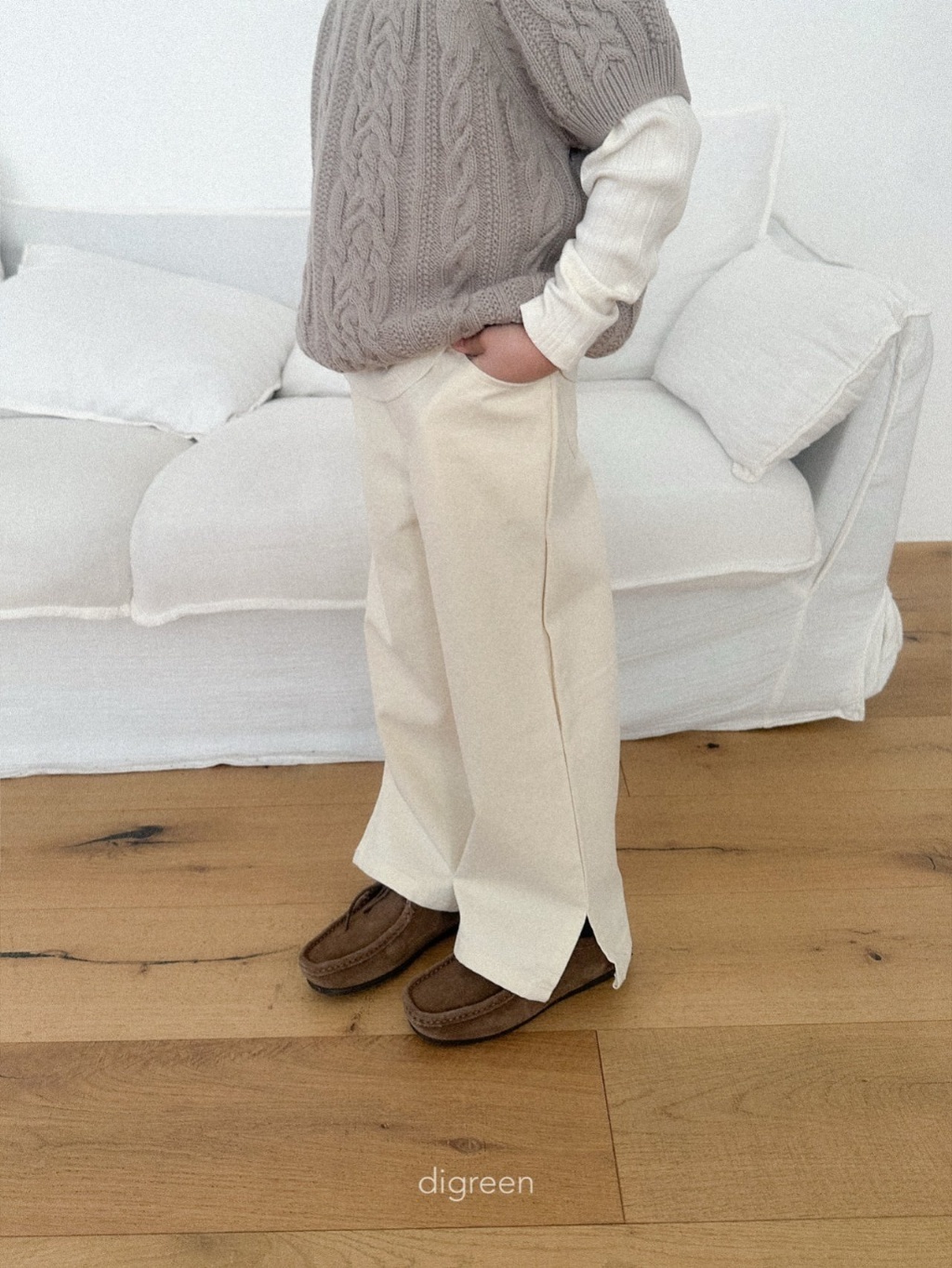 正韓春Digreenkids 兩色微開衩日系長褲