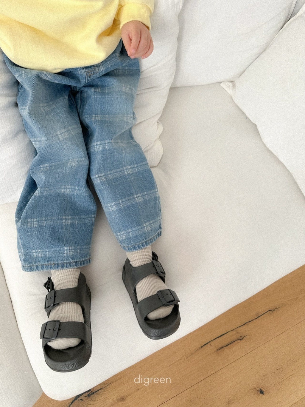 正韓春Digreenkids 兩色大方格牛仔褲