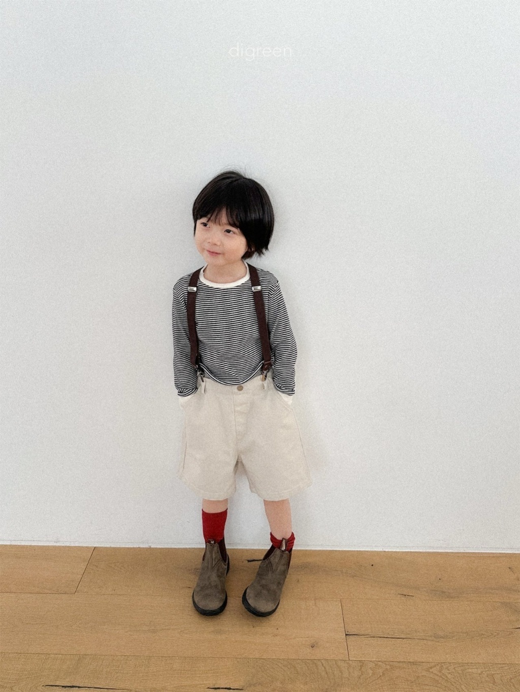 正韓春digreenkids 英倫復古吊帶夾