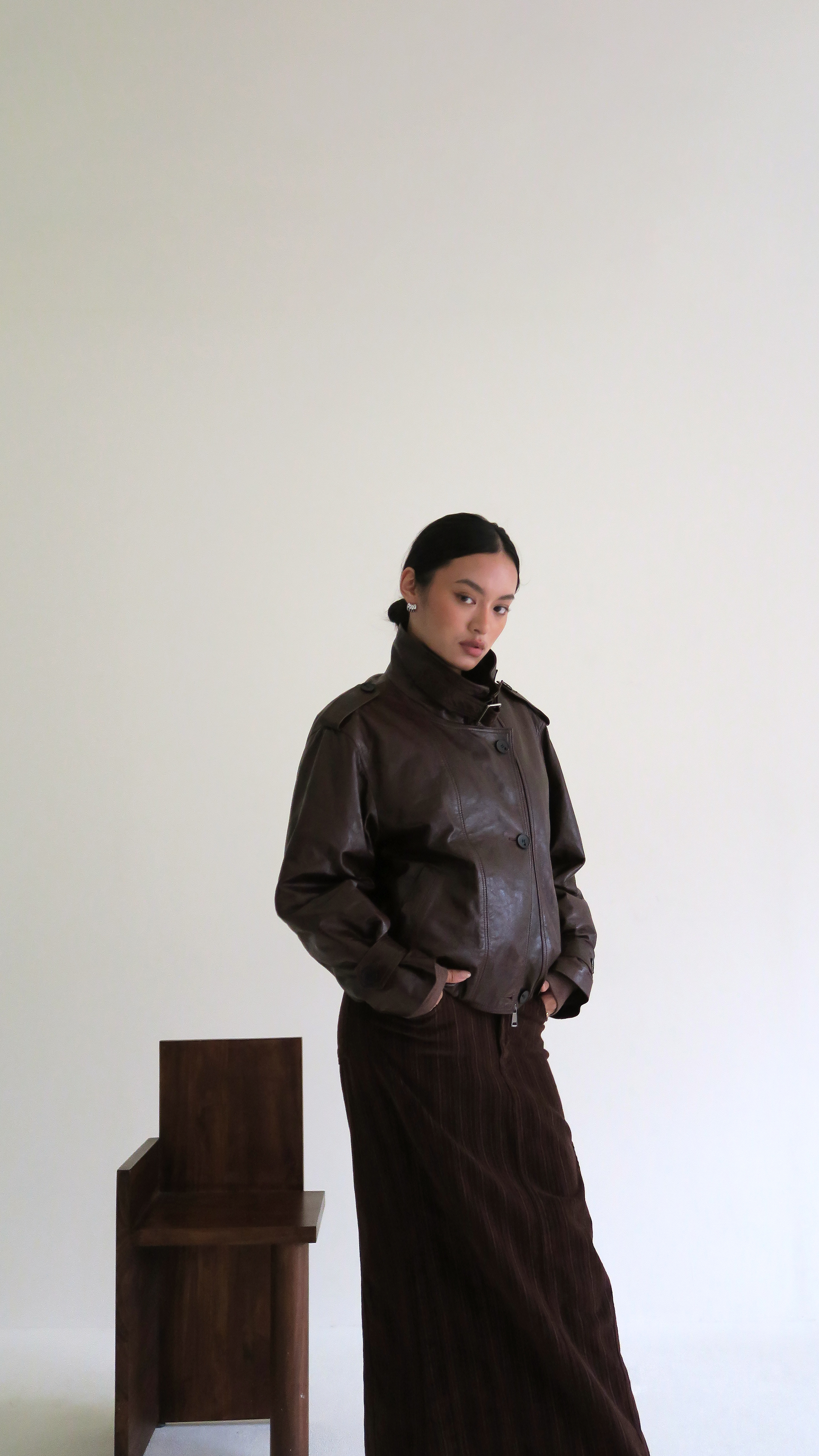 可拆毛領皮外套