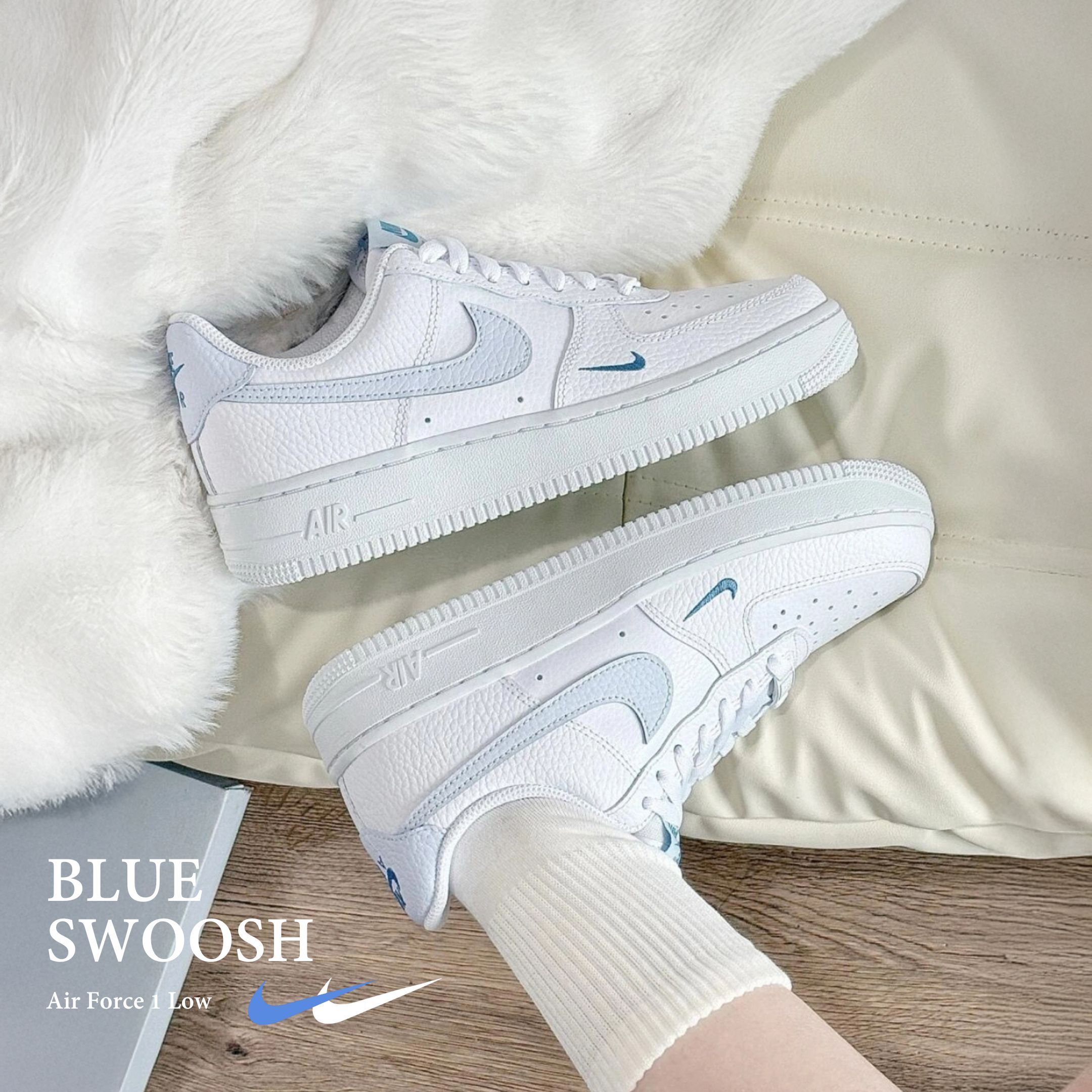 NICEDAY 預購 Nike Air Force 1 奶白 蘇打 優格 寶寶藍 荔枝皮 藍勾 女款 HV2511-100