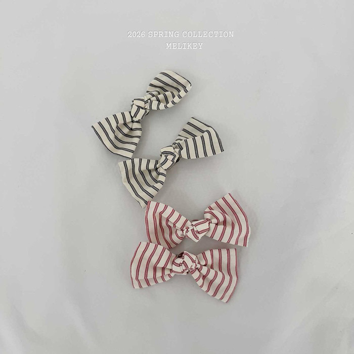 正韓春Melikey 兩色條紋蝴蝶結