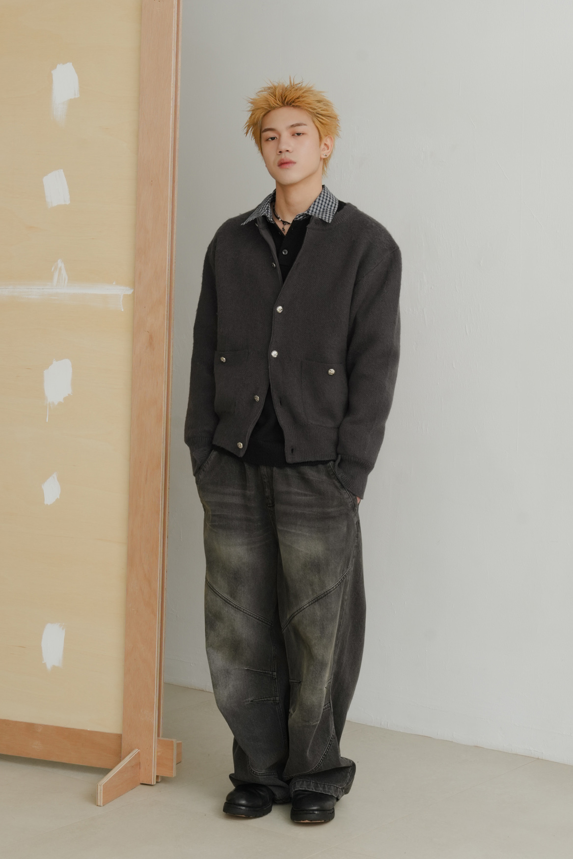 chrome button cardigan #外套