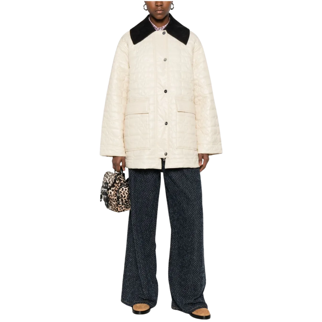 1FF0101-360 [GANNI] Quilted Jacket Ivory (SS26) #A1010078 (C-EU-E)