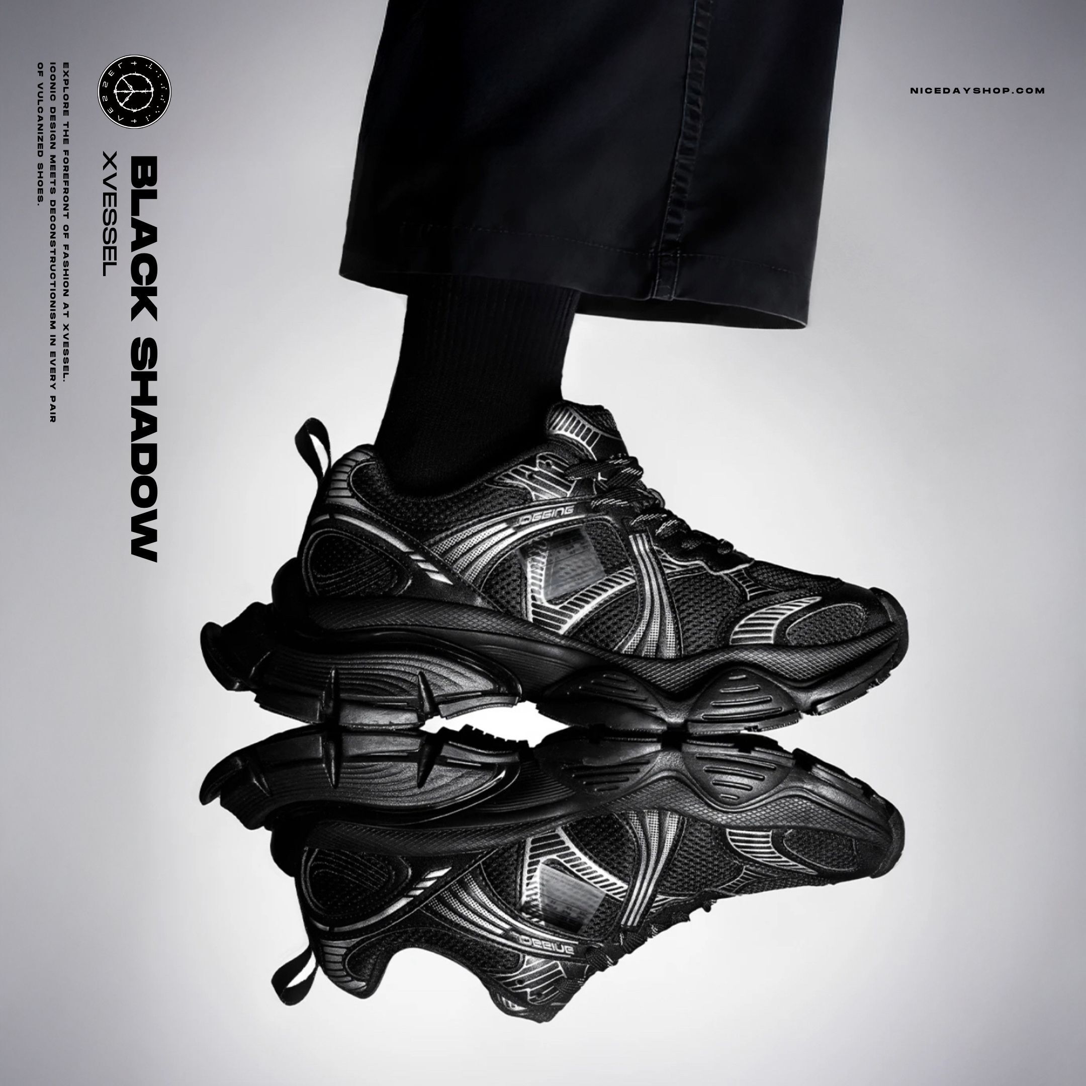 NICEDAY 代購 Xvessel 黑魂 黑 黑銀 老爹 復古 增高 未來 解構 吳建豪 S25X68BS