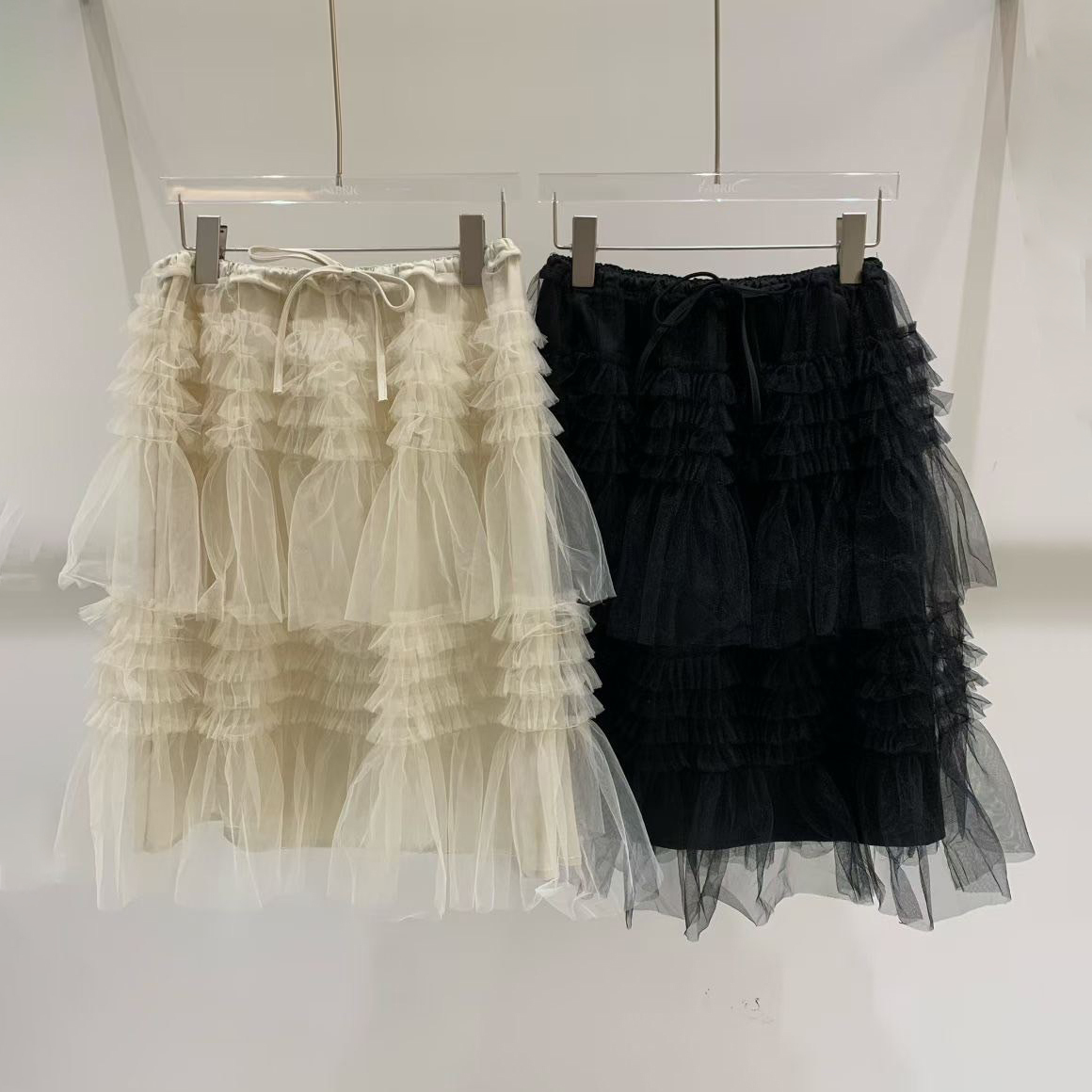 鬆緊腰綁帶造型層次澎澎感紗裙-F / 2色