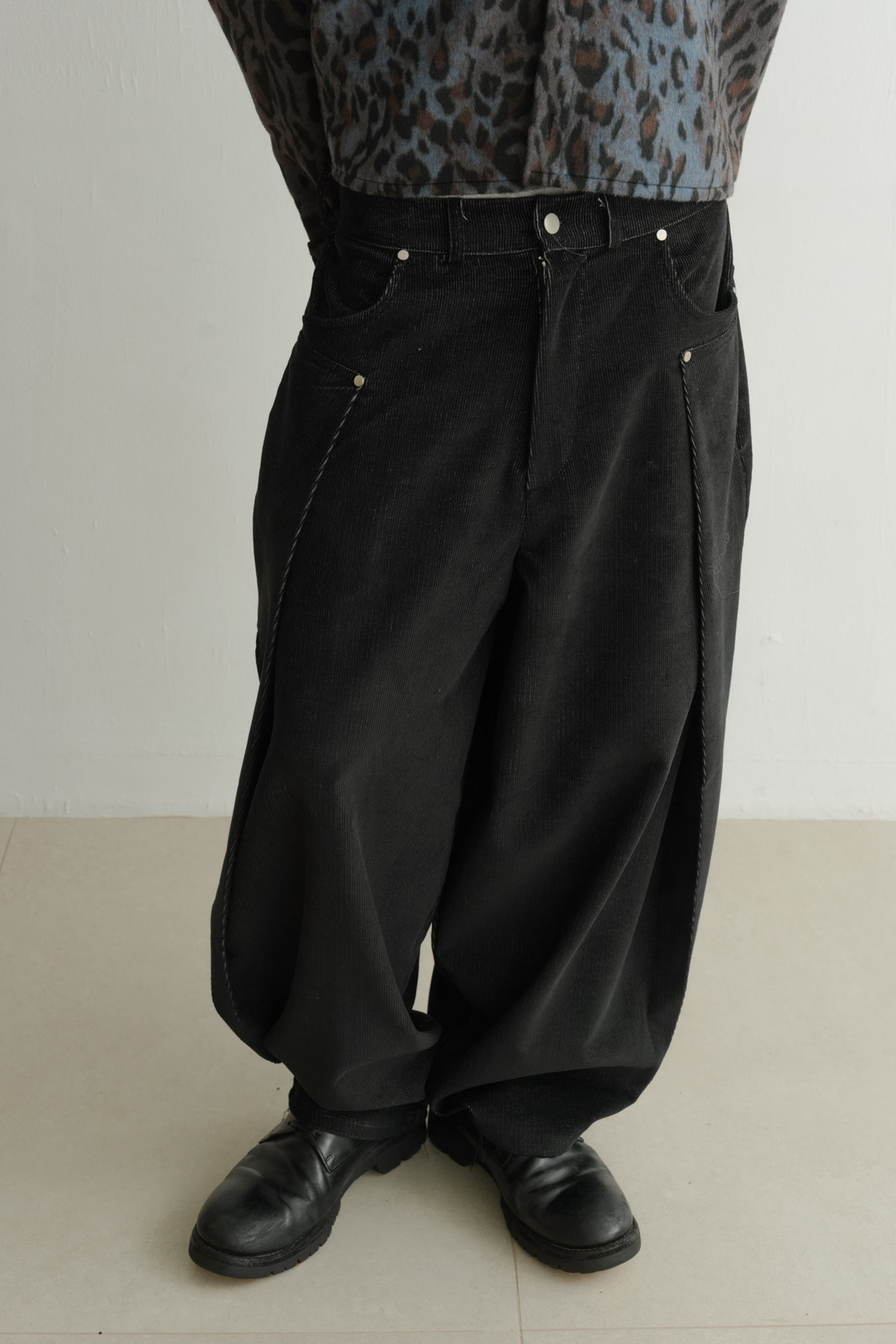 Corduroy Denim Balloon Pants #長褲