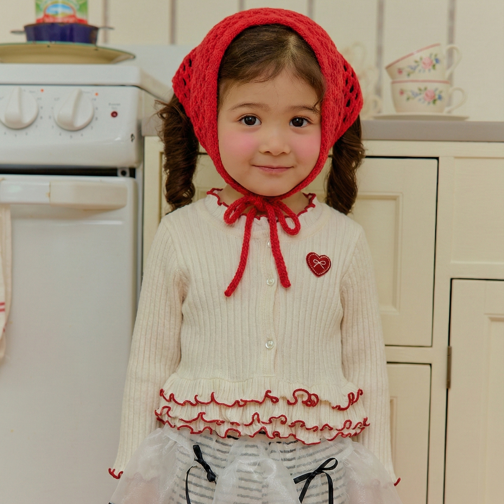 90-130 木耳捲邊上衣+外套套裝 2色