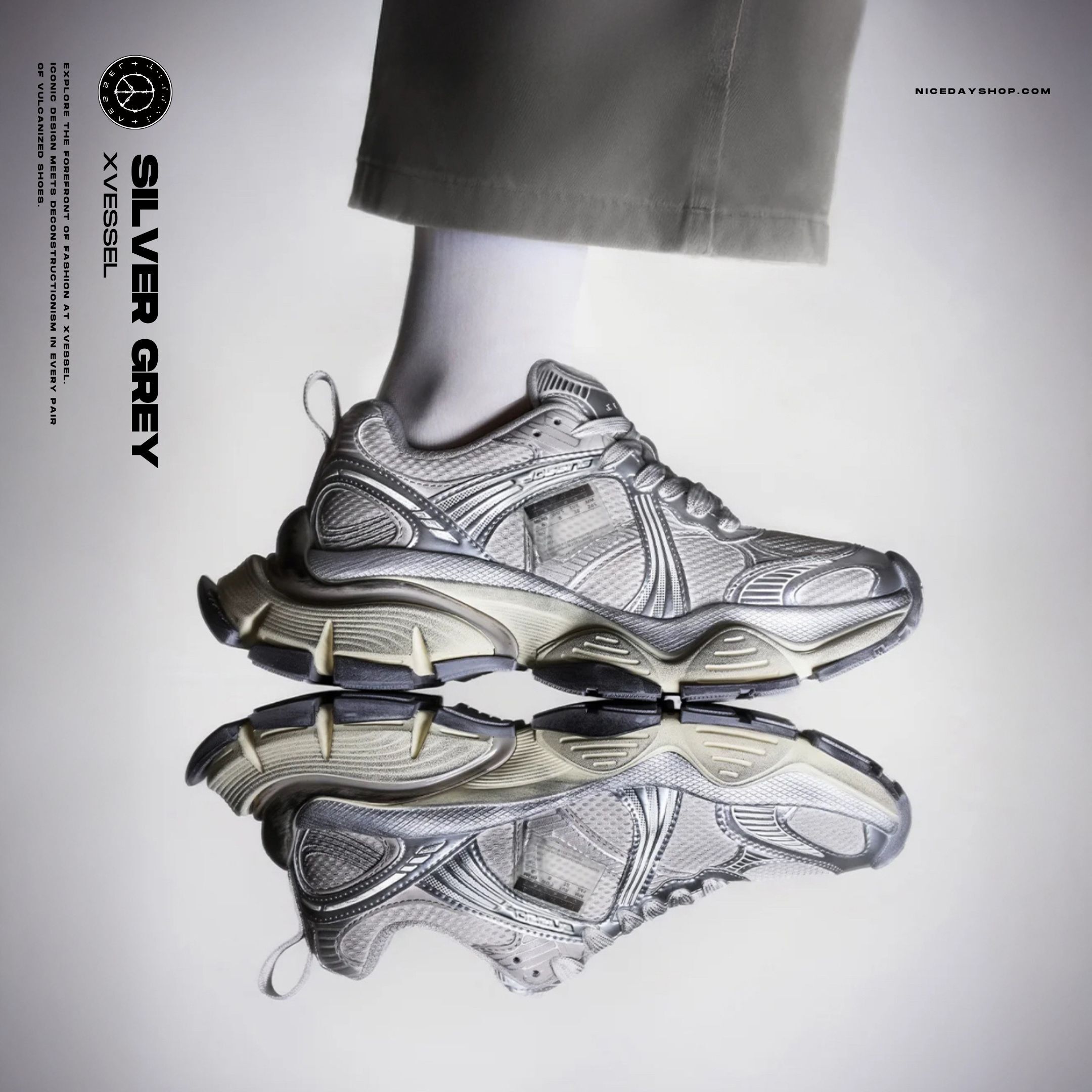 NICEDAY 代購 Xvessel 白 白銀 做舊 銀白 老爹 復古 增高 未來 解構 吳建豪 S25X68SW