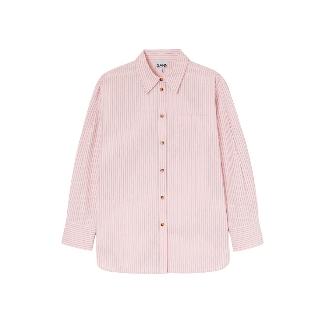 1FF0101-363 [GANNI] Stripe Shirt Chalk Pink (SS26) #A1040070 (C-EU-E)