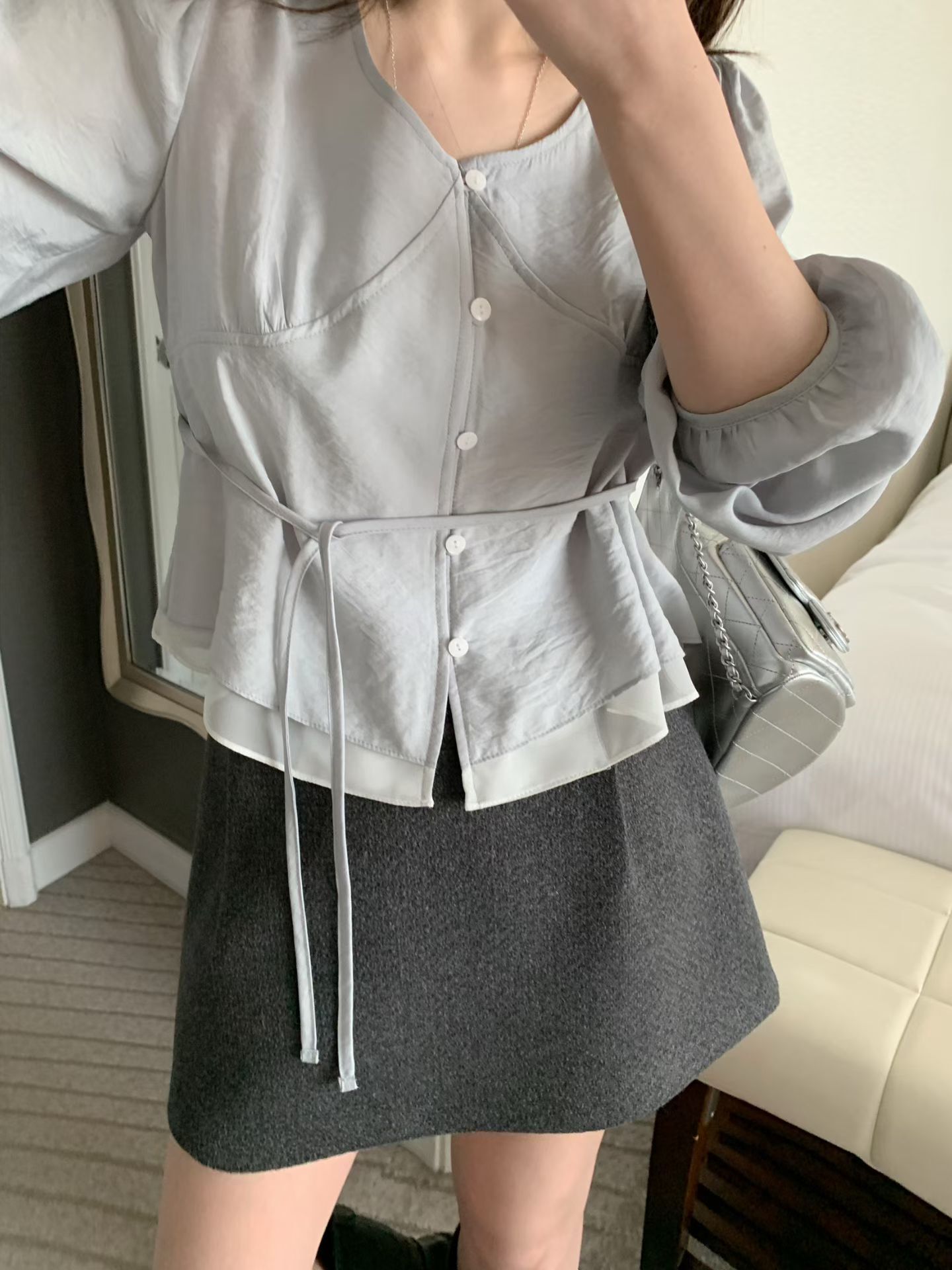 Loose fit rumi shirring strap blouse