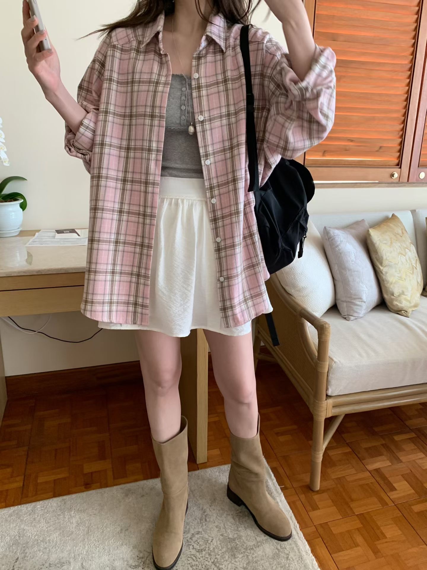 Vintage butter check shirt