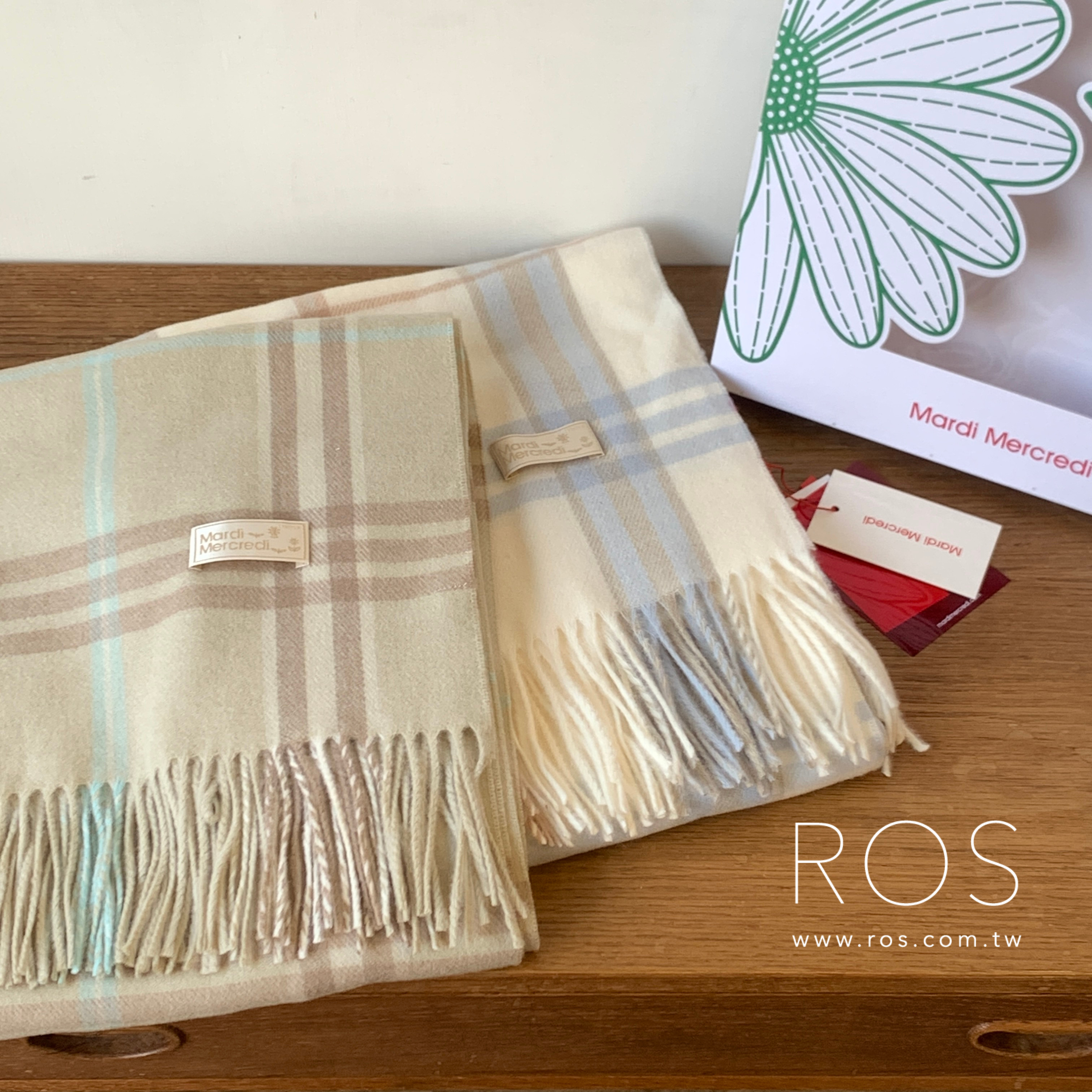 Mardi Mercredi 羊毛格紋圍巾 (3colors)