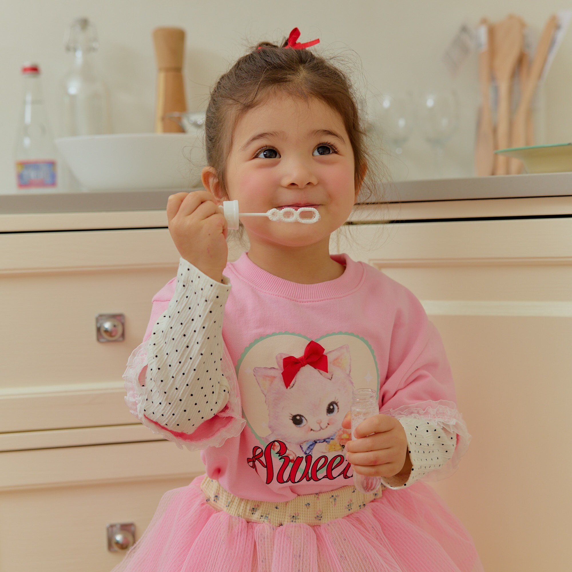 90-130 甜心貓咪層疊上衣 3色