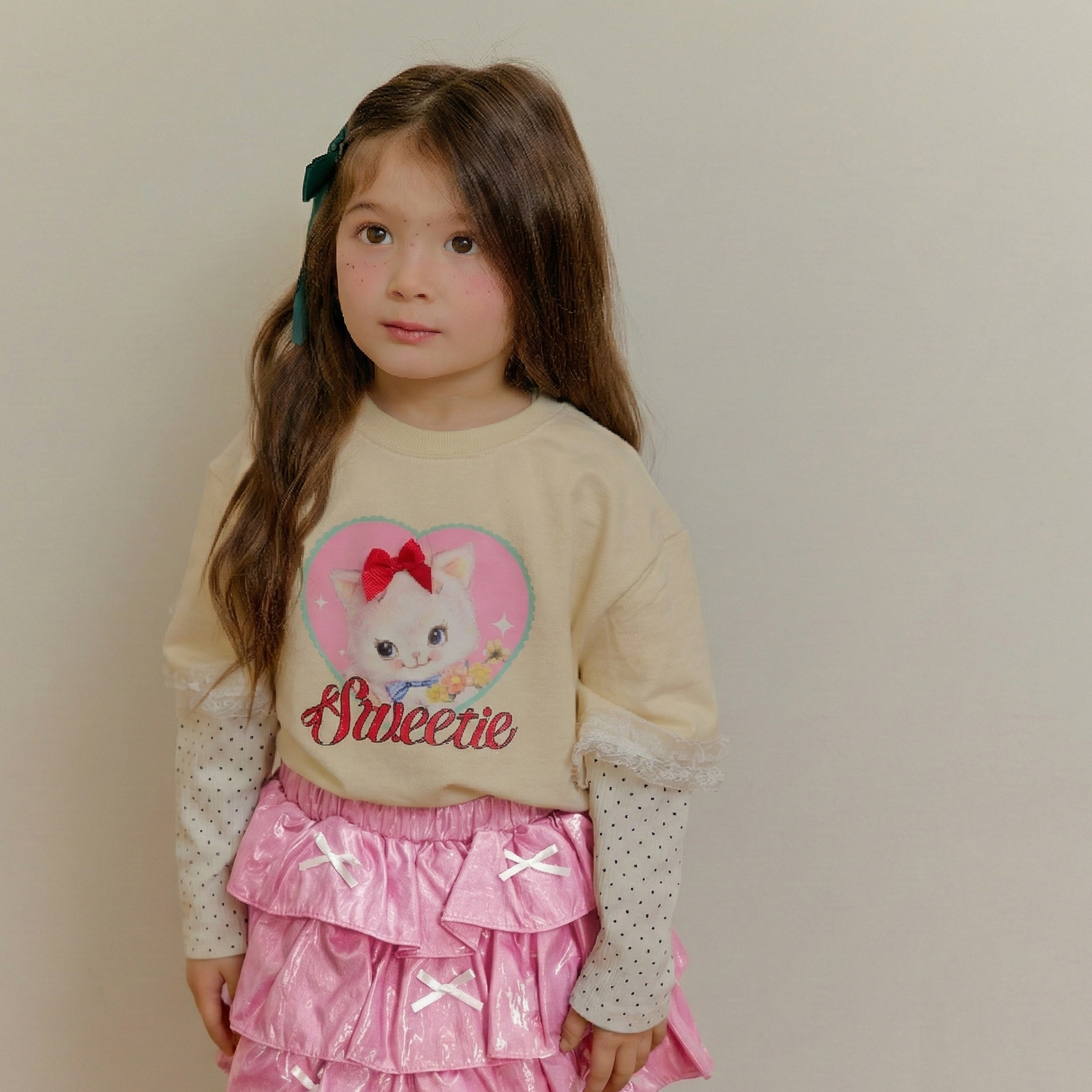 90-130 甜心貓咪層疊上衣 3色