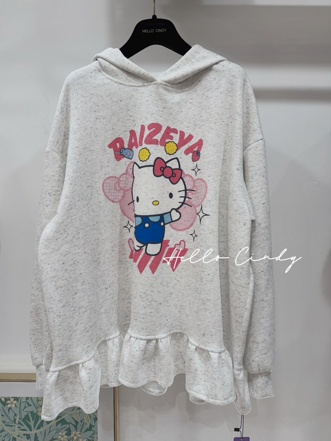 B01136 可可愛愛的Kitty連帽荷葉短洋裝