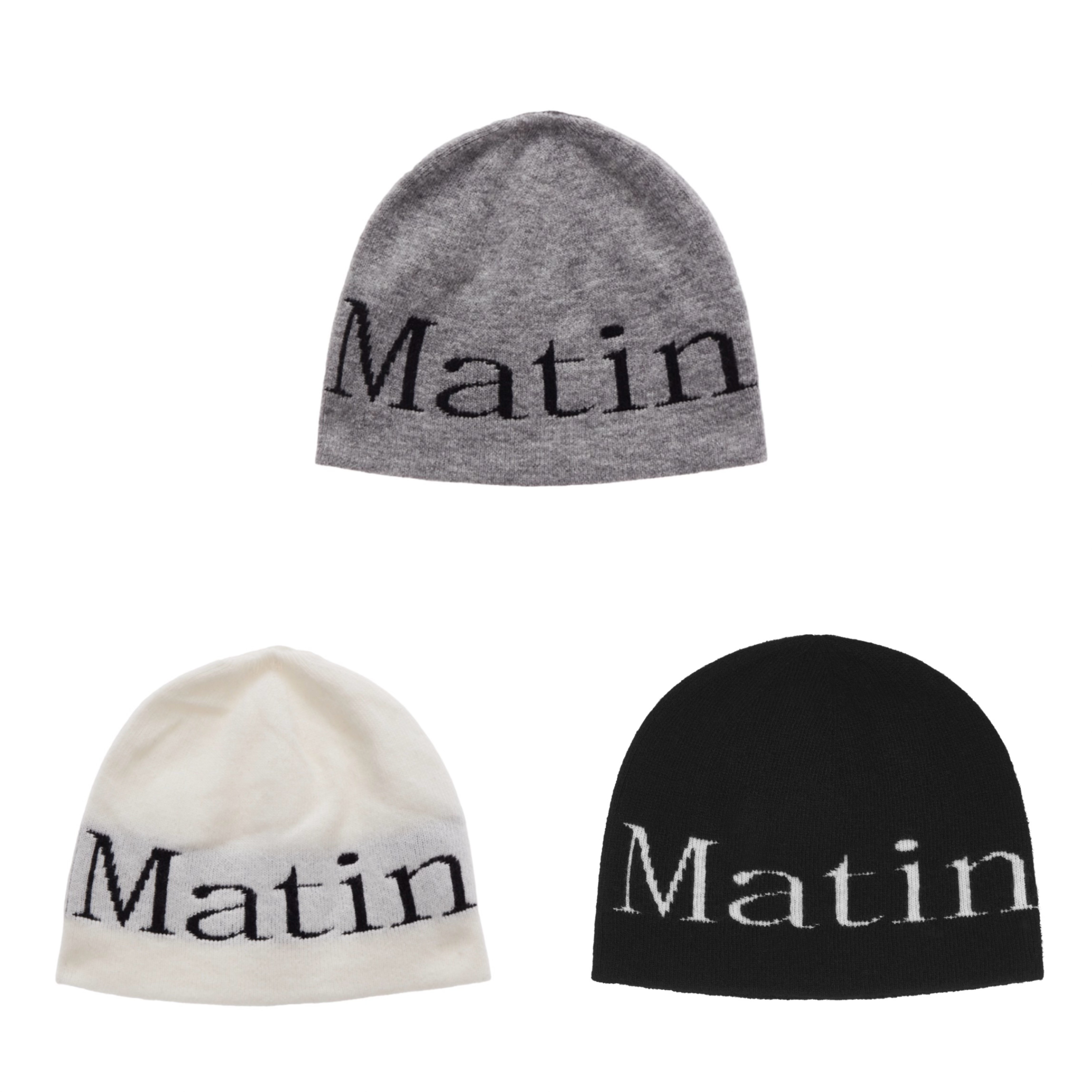 ［Matin Kim］ Logo針織毛帽 灰色/黑色/白色