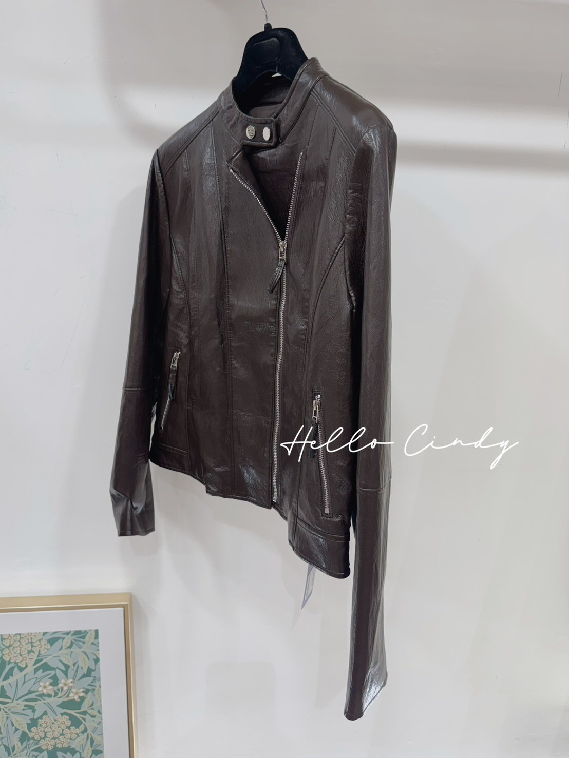 B01120 質感滿分的英倫情人仿皮革顯瘦皮衣