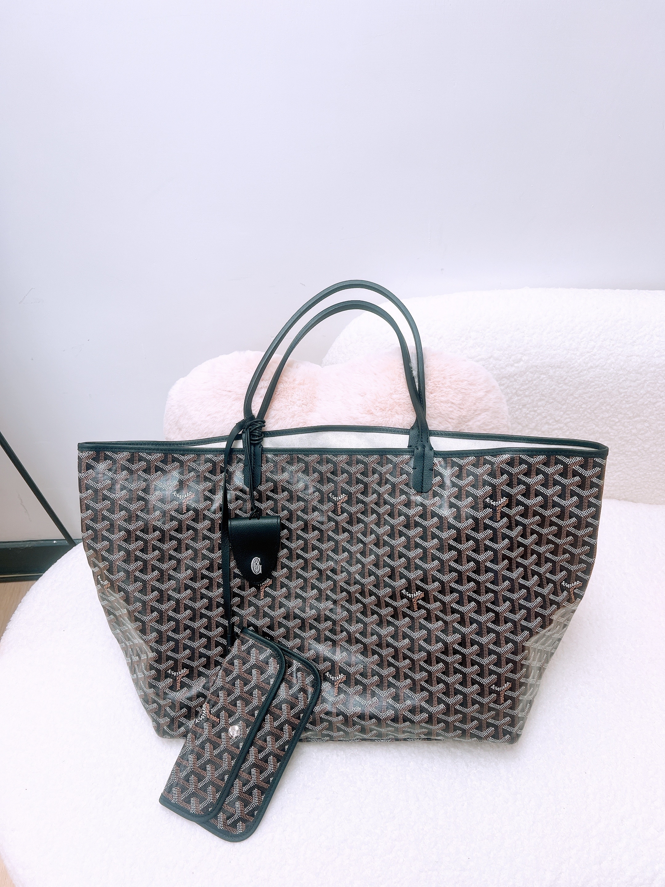 Goyard saint louis tote GM black with bag clip