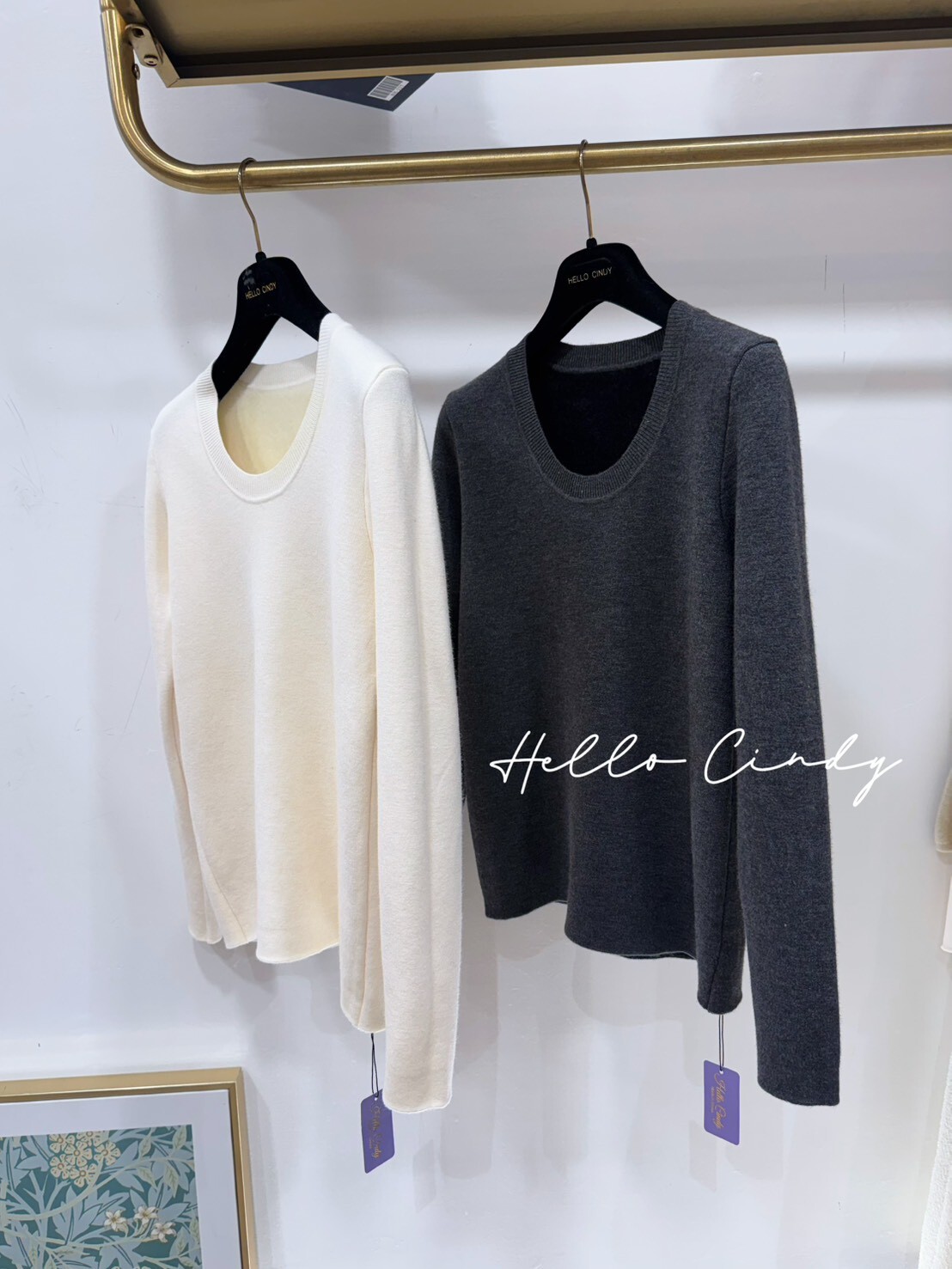 B01143 超顯瘦大U內水貂毛素色針織上衣