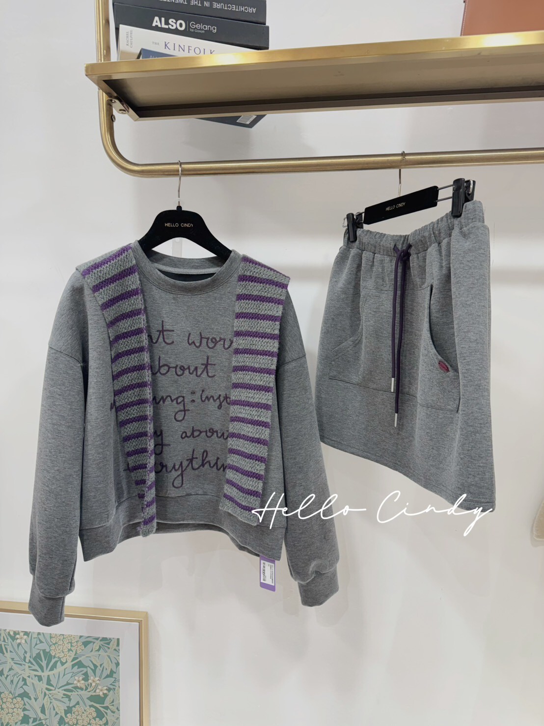 B01116 甜美紫色刺繡披肩短褲裙三件式套裝組