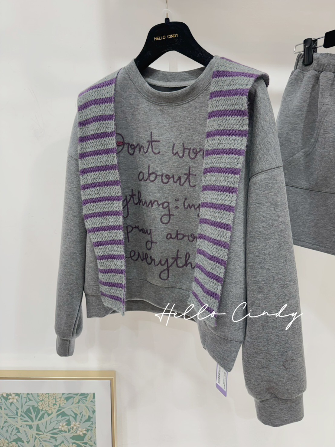 B01116 甜美紫色刺繡披肩短褲裙三件式套裝組