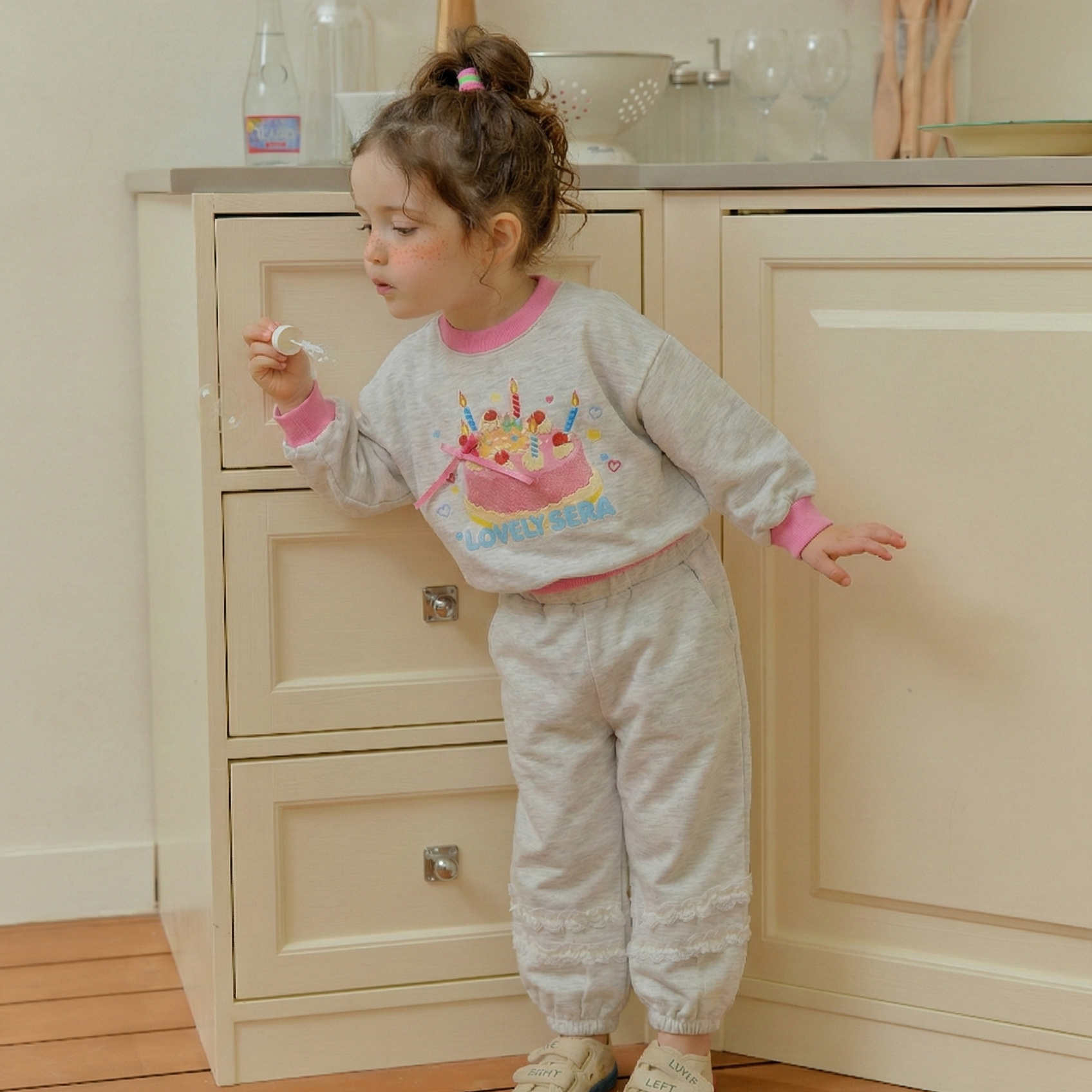 90-130 蛋糕蕾絲休閒套裝 2色