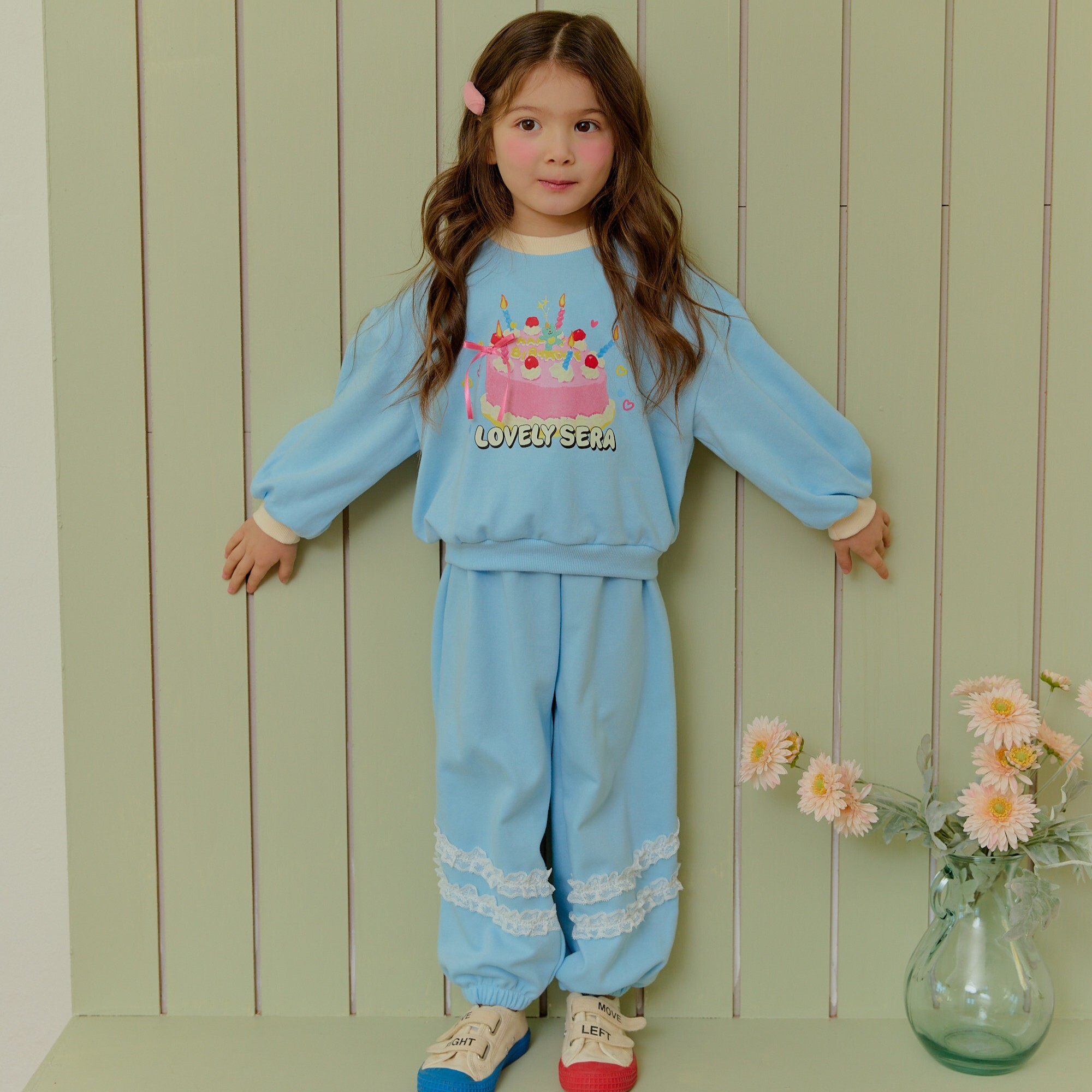 90-130 蛋糕蕾絲休閒套裝 2色