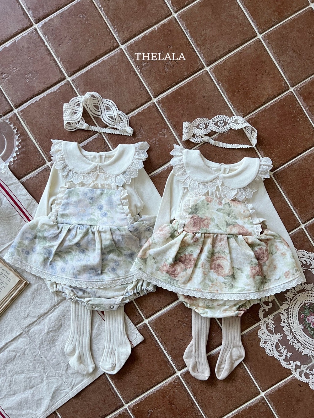 正韓春lalla 嫩嬰春季小花吊帶包屁裙