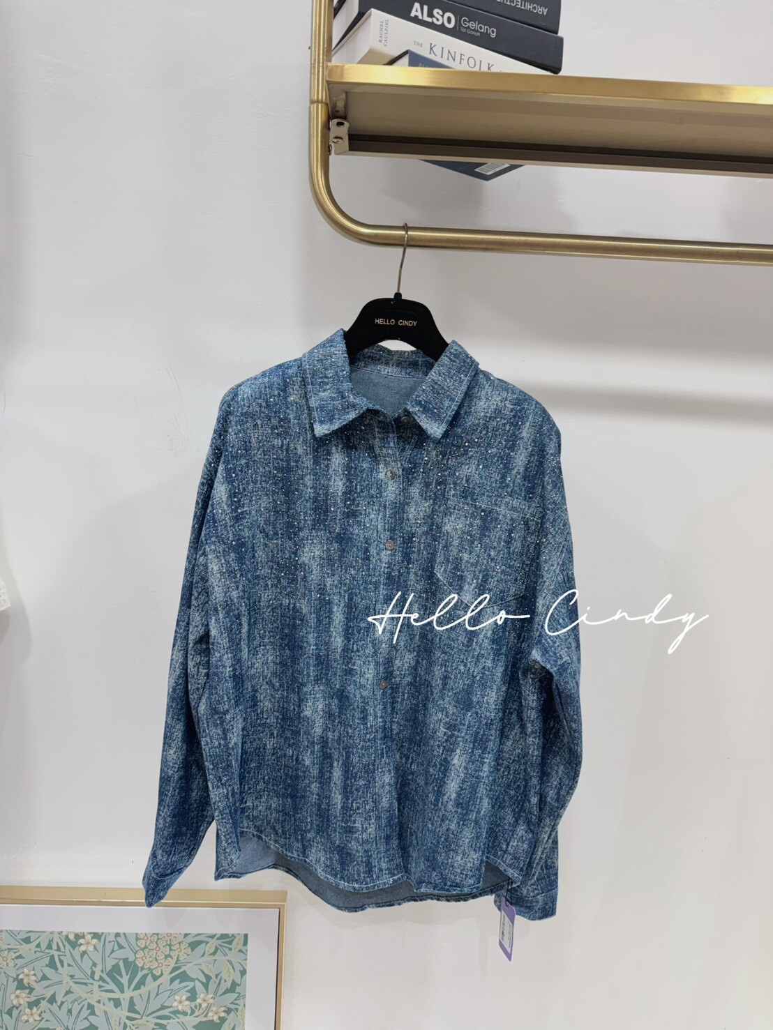 B01134 法式街頭奢華感水鑽牛仔襯衫外套