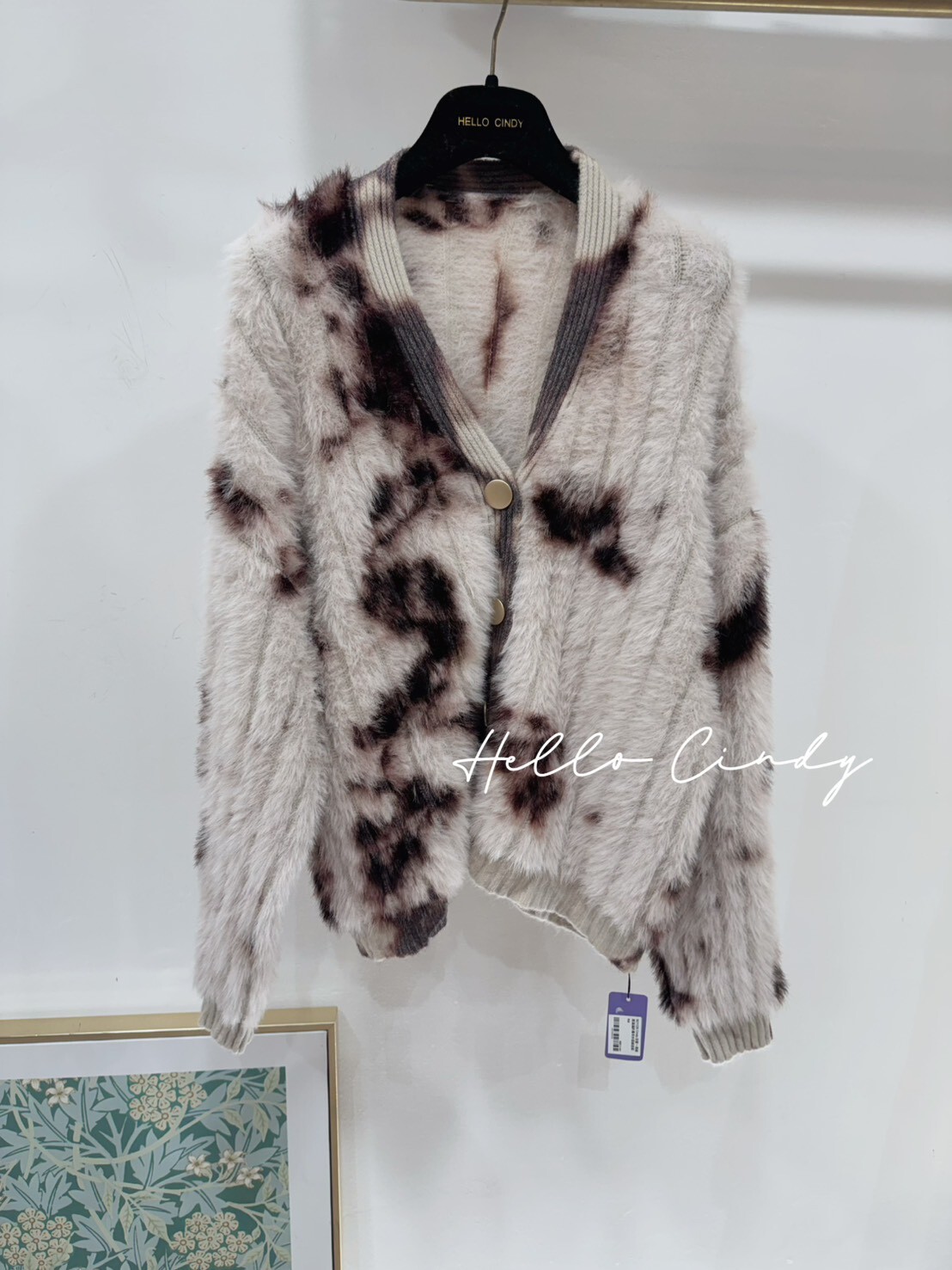 B01126 Cindy自留～高級感滿滿的暈染水貂絨金釦長版外套