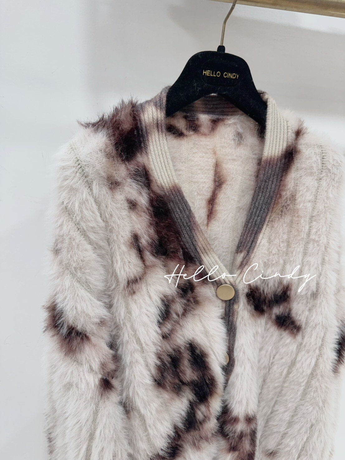 B01126 Cindy自留～高級感滿滿的暈染水貂絨金釦長版外套