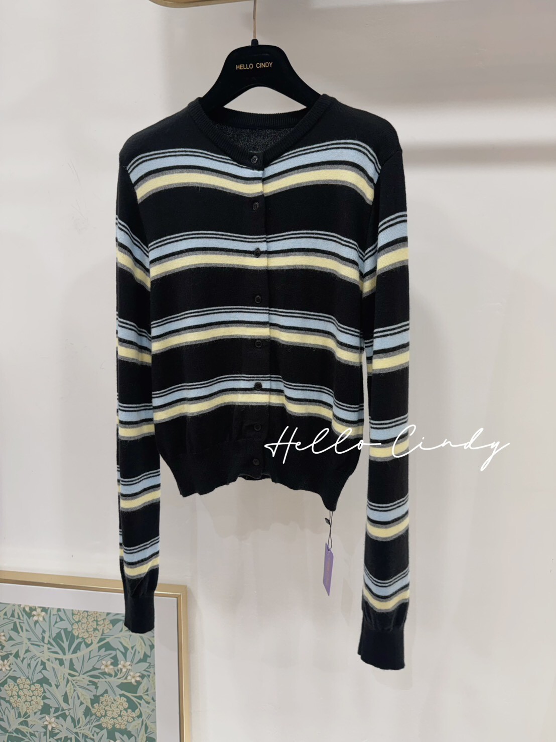 B01125 韓國同款微短版撞色條紋針織小外套