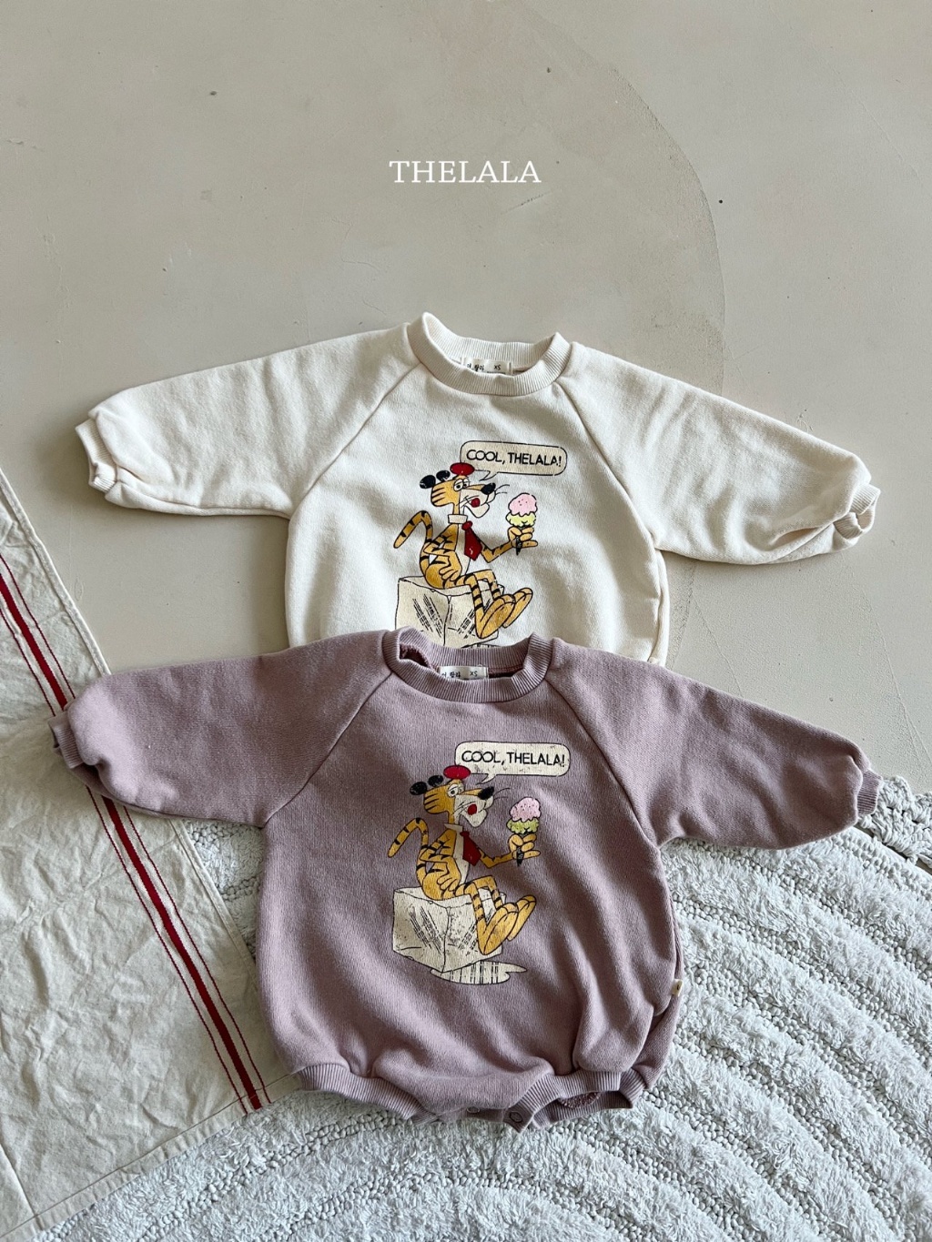 正韓春lalla 嫩嬰老虎冰淇淋包屁衣