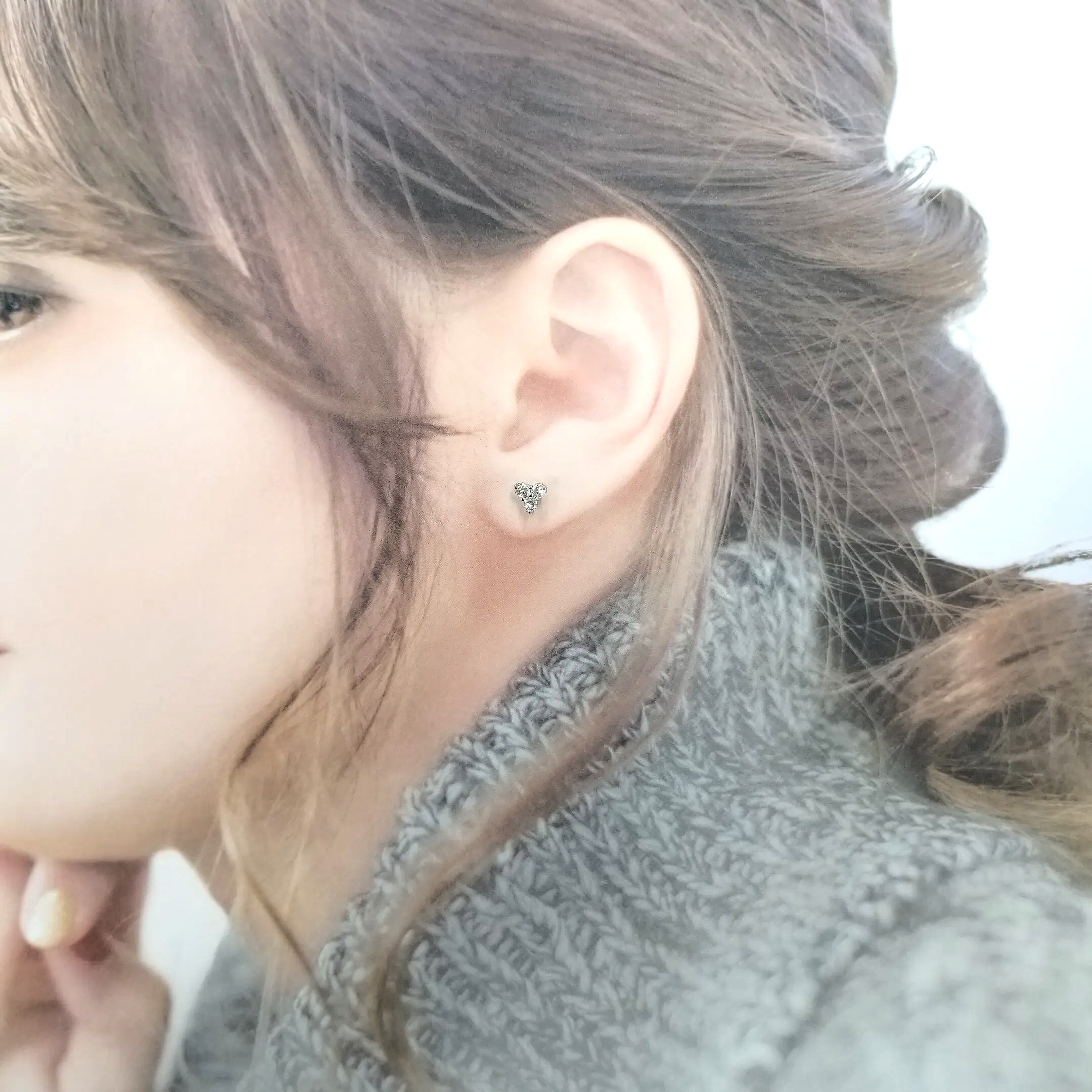 全新18K白金50份鑽石耳環