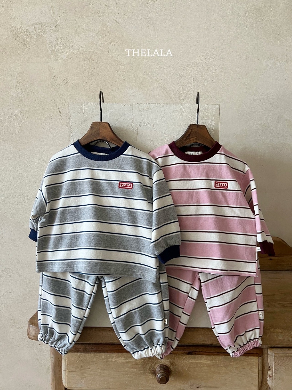 正韓春lalla 小童橫條紋套裝