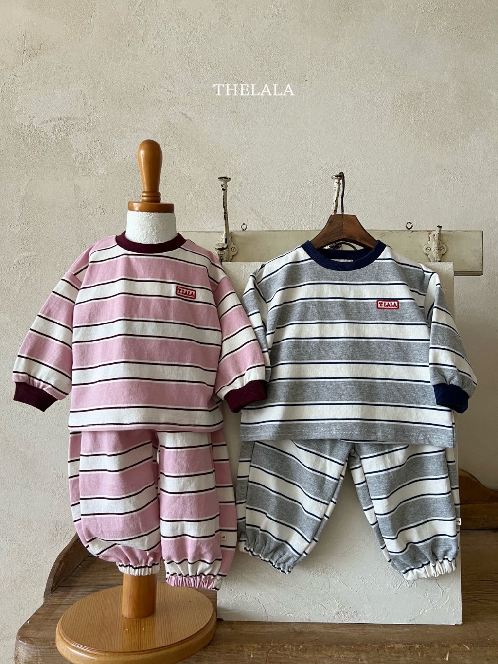 正韓春lalla 小童橫條紋套裝